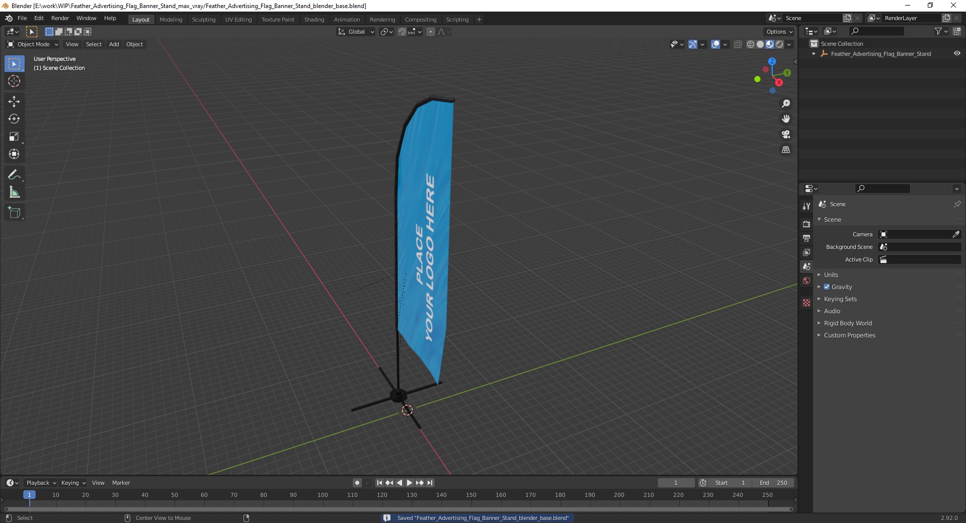 Feather Advertising Flag Banner Stand 3D