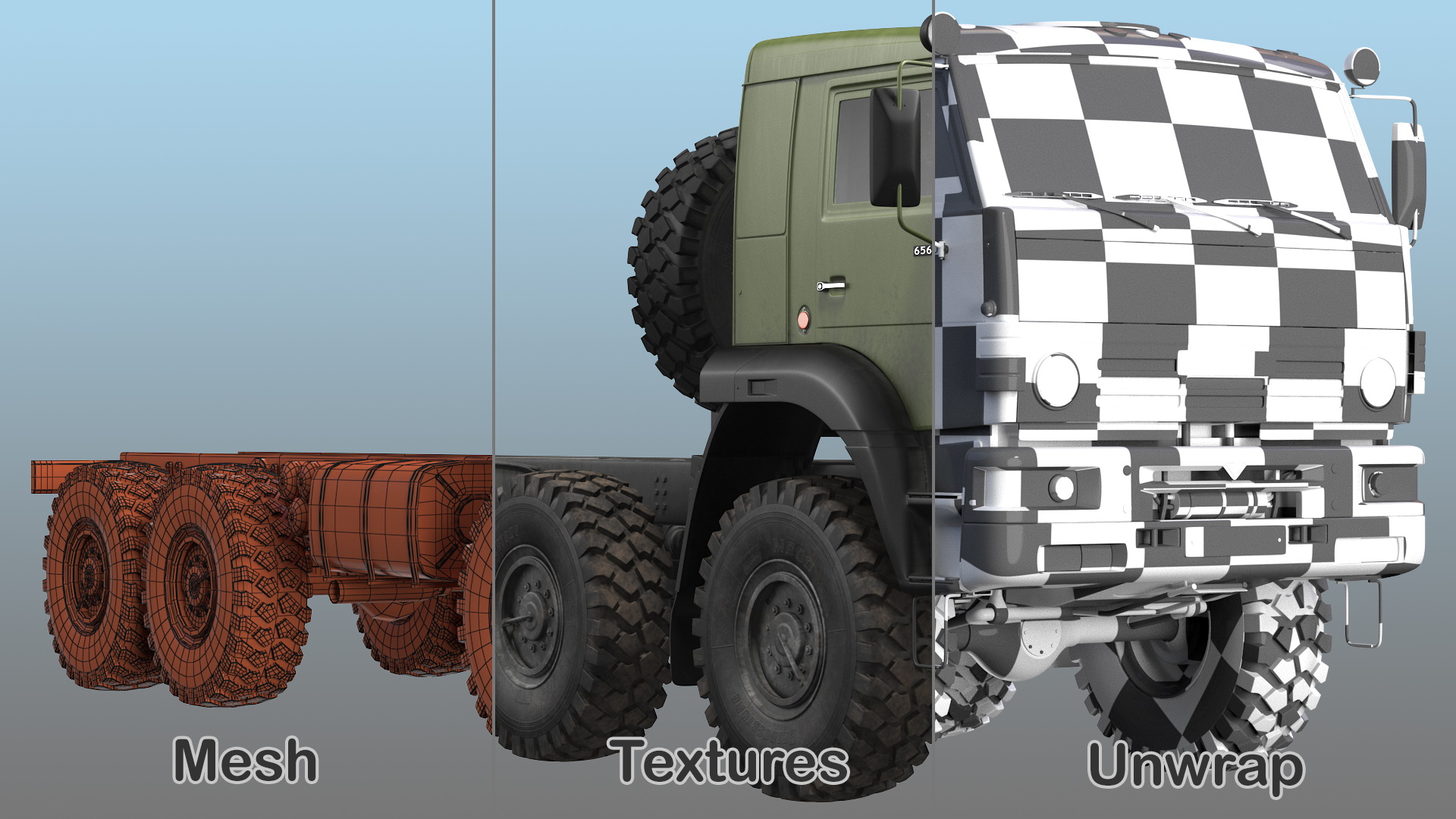 Kamaz 6350 8x8 Military Truck Chassis Rigged 3D model