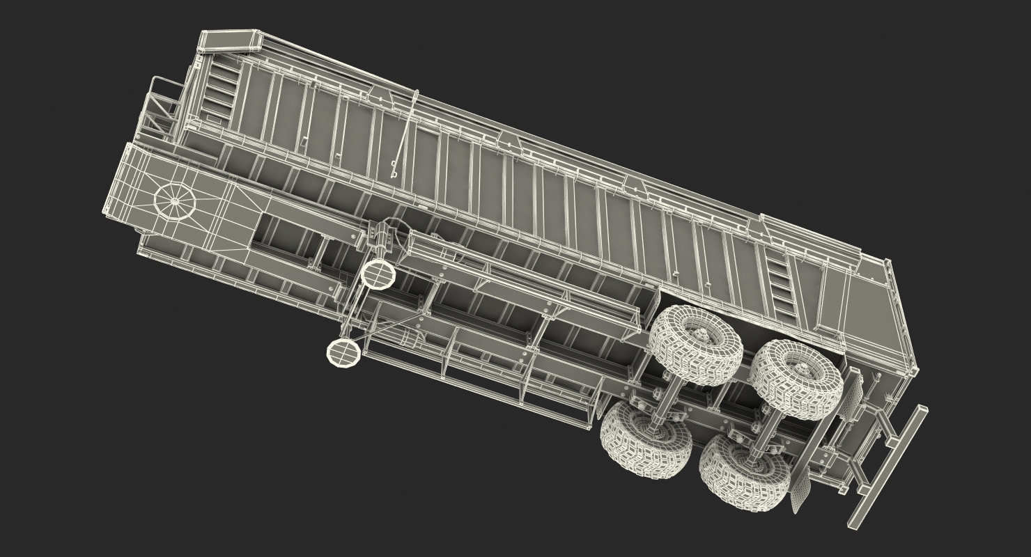 3D Combine Harvester Trailer Dirty Rigged model