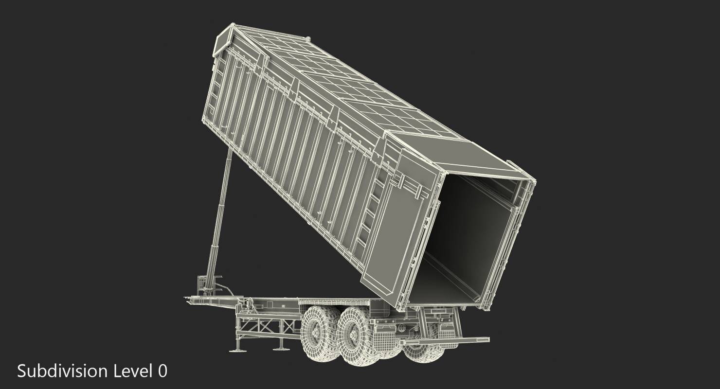 3D Combine Harvester Trailer Dirty Rigged model