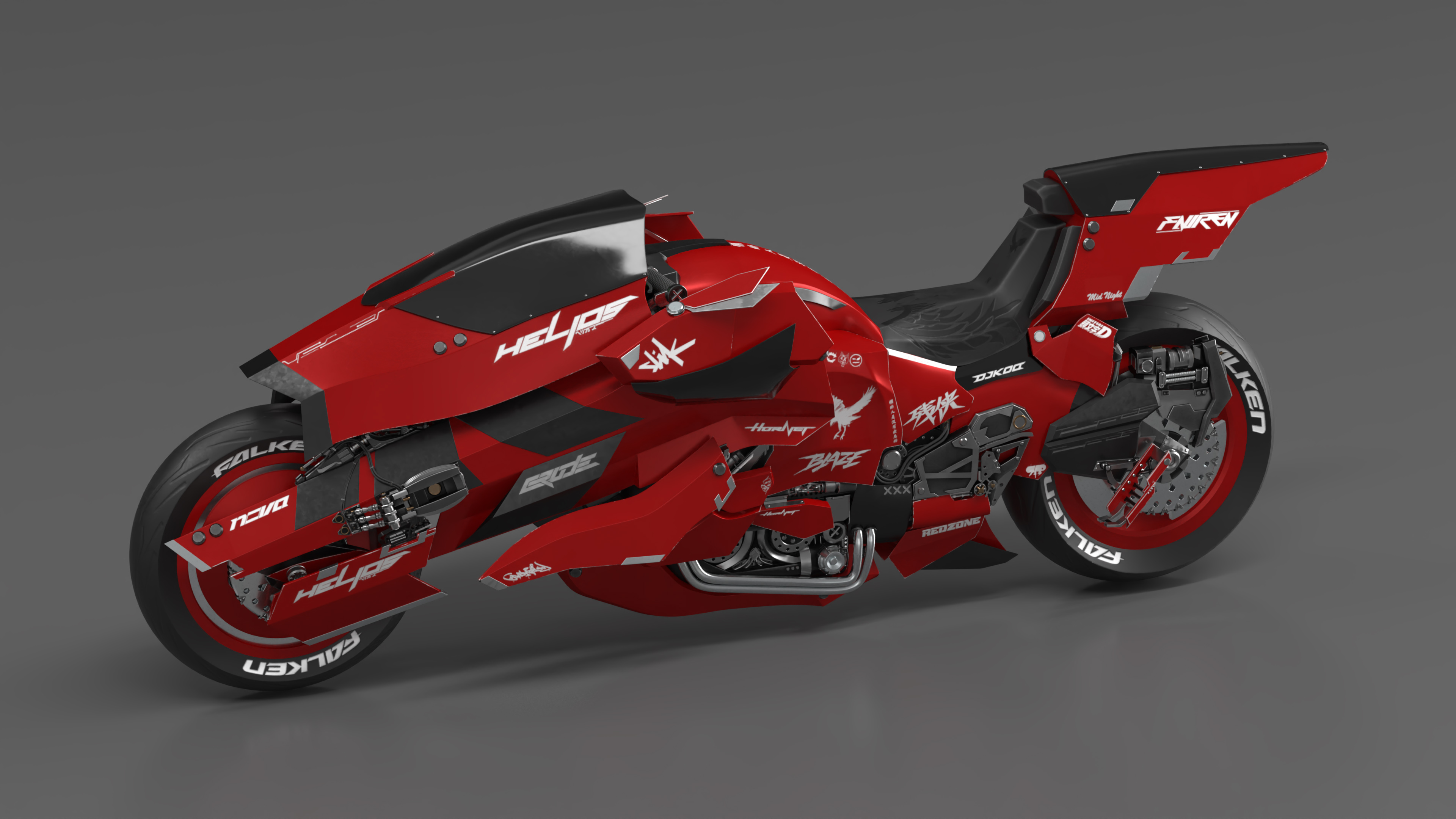 Futuristic Racing Motorbike Concept Rigged 3D