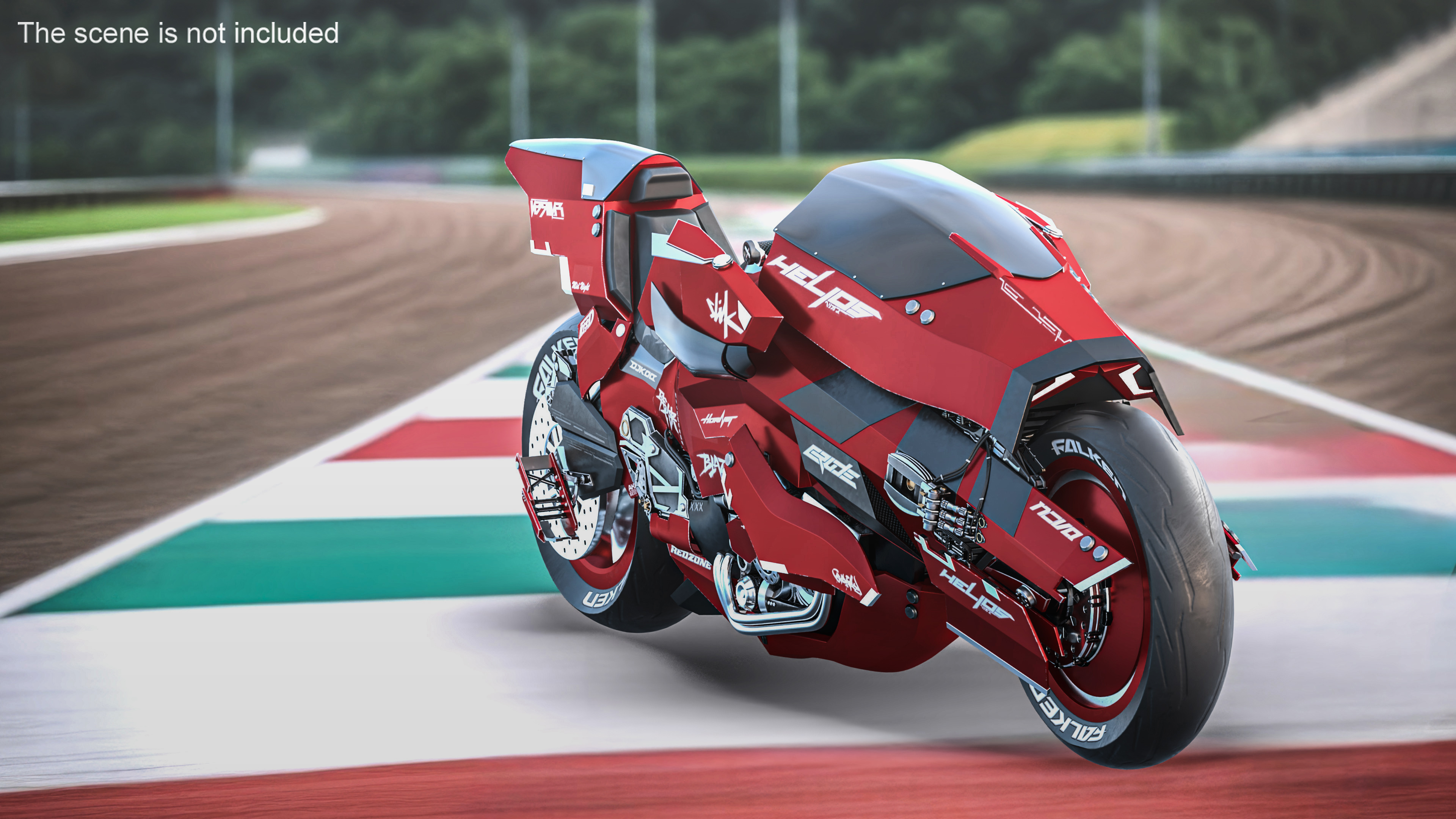 Futuristic Racing Motorbike Concept Rigged 3D