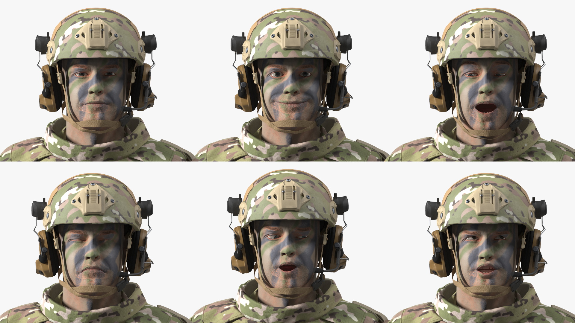 3D model Soldier in Green Gear and Assault Rifle Rigged for Maya