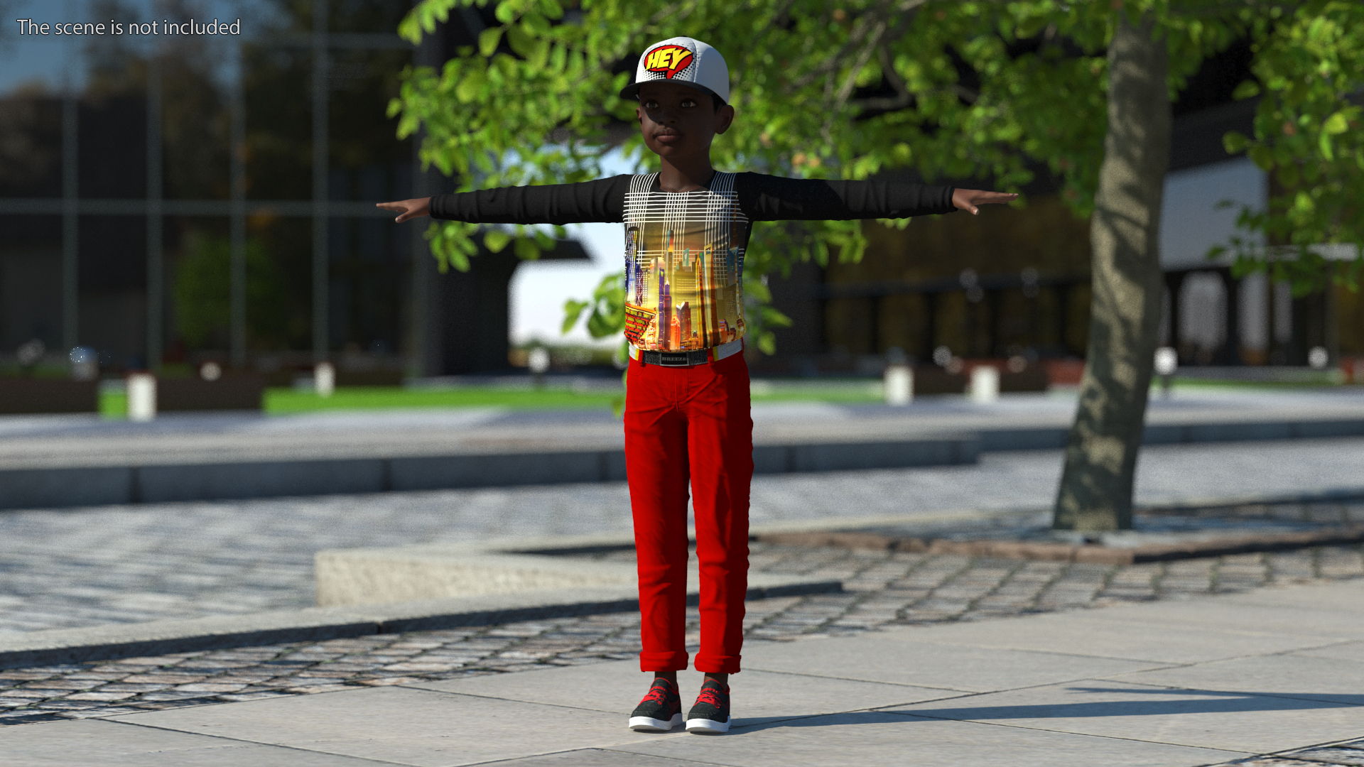 3D model Black Child Boy Street Style T-Pose