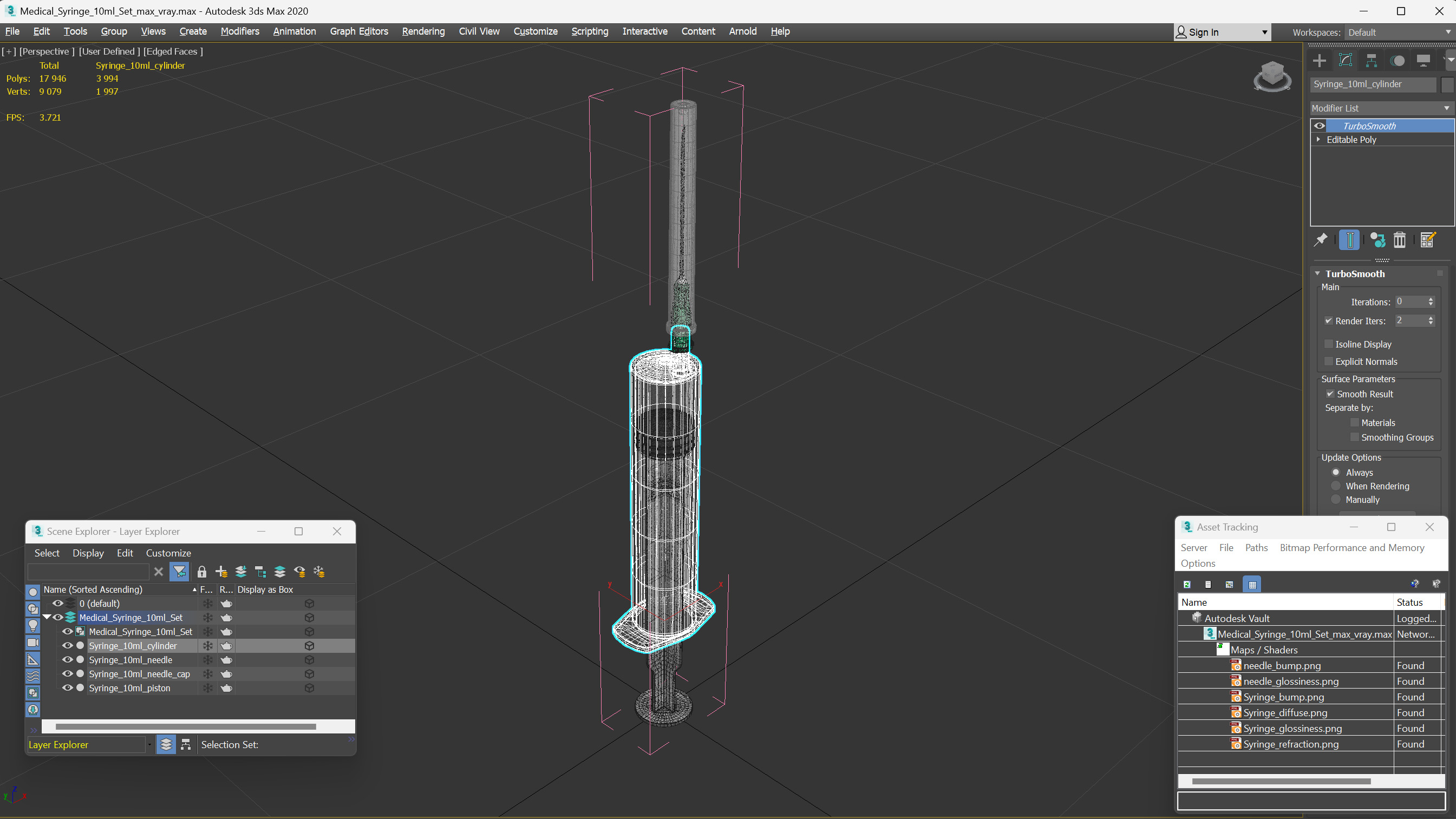 Medical Syringe 10ml Set 3D model