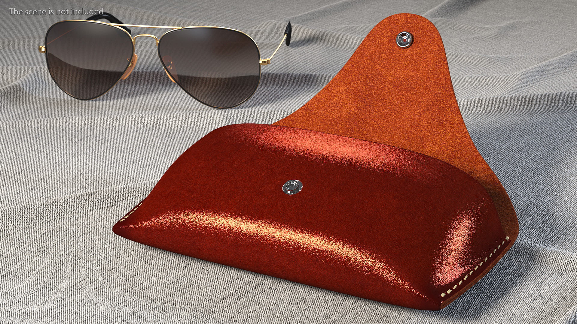 Leather Sunglasses Case Open Brown 3D model