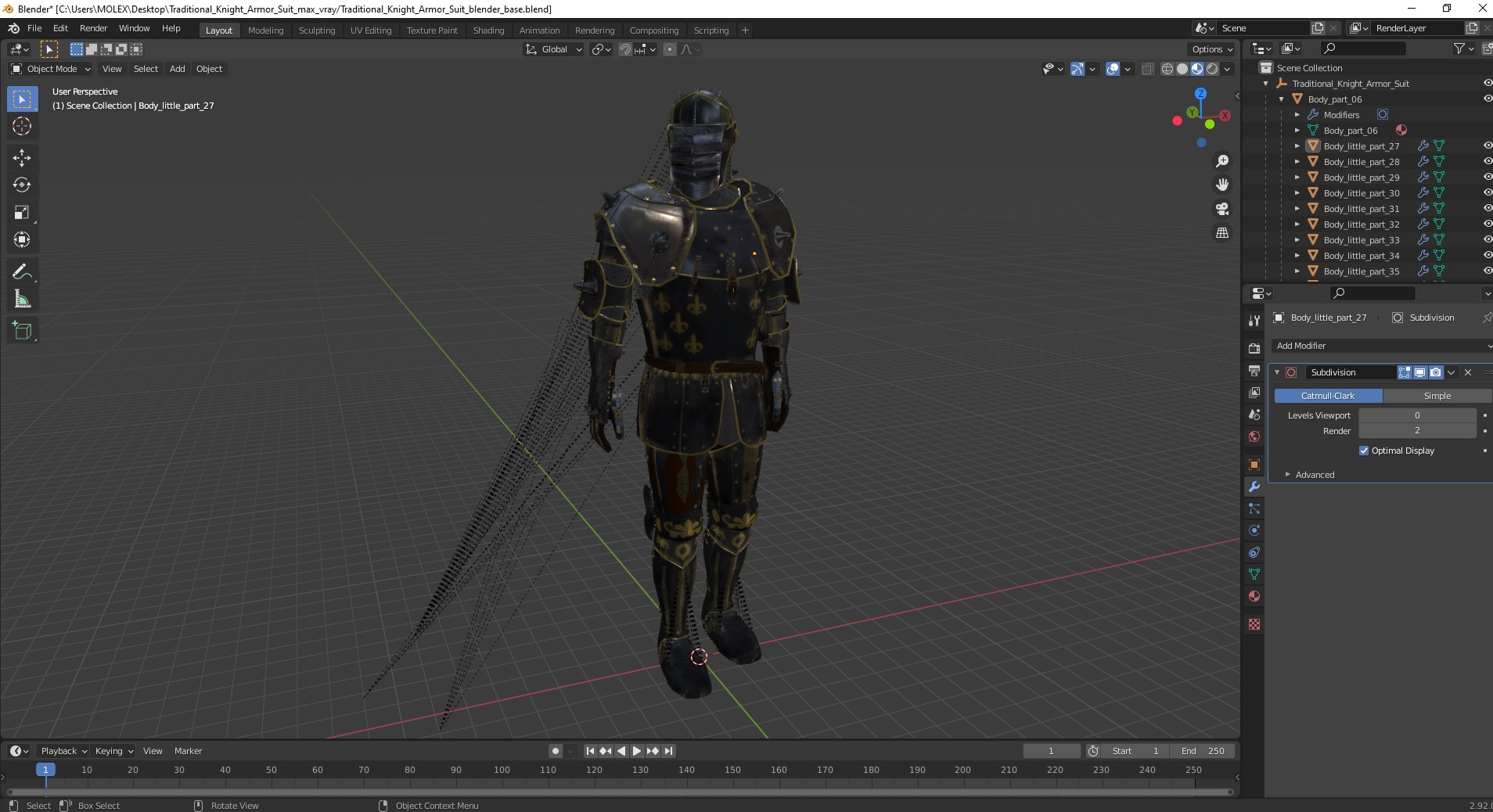 Traditional Knight Armor Suit 3D model