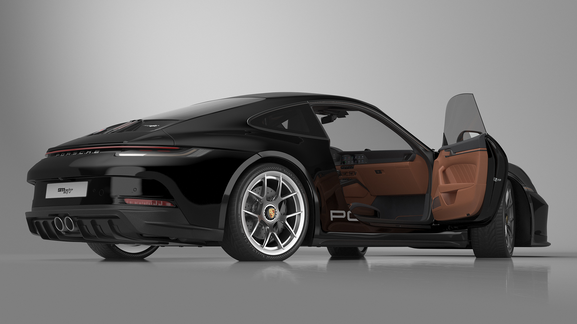 Sport Car Porsche 911 2024 Black Rigged 3D model