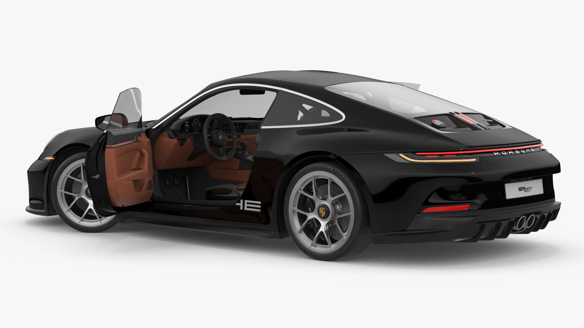 Sport Car Porsche 911 2024 Black Rigged 3D model