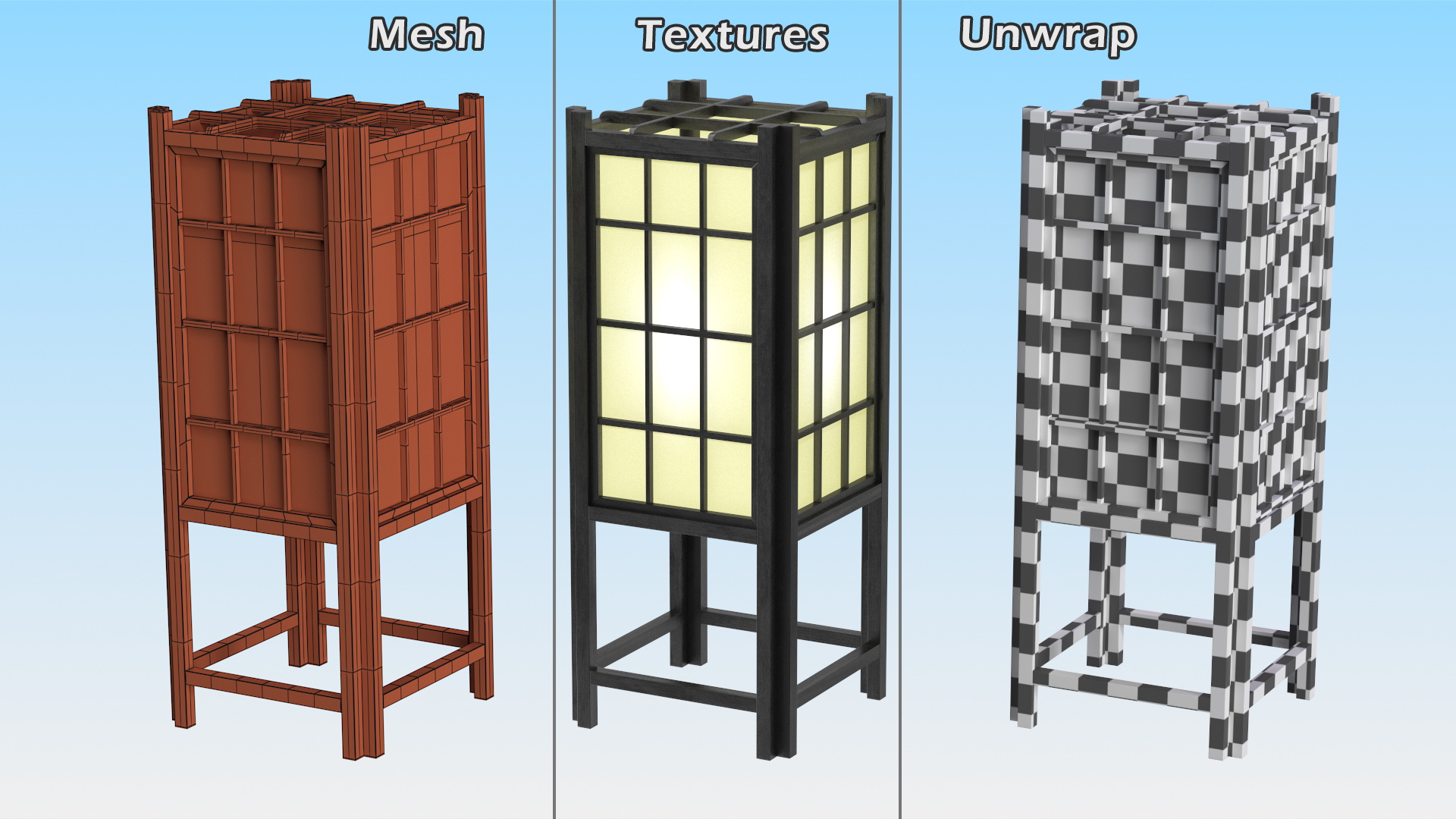 3D Rice Paper Shoji Floor Lantern Night Glow