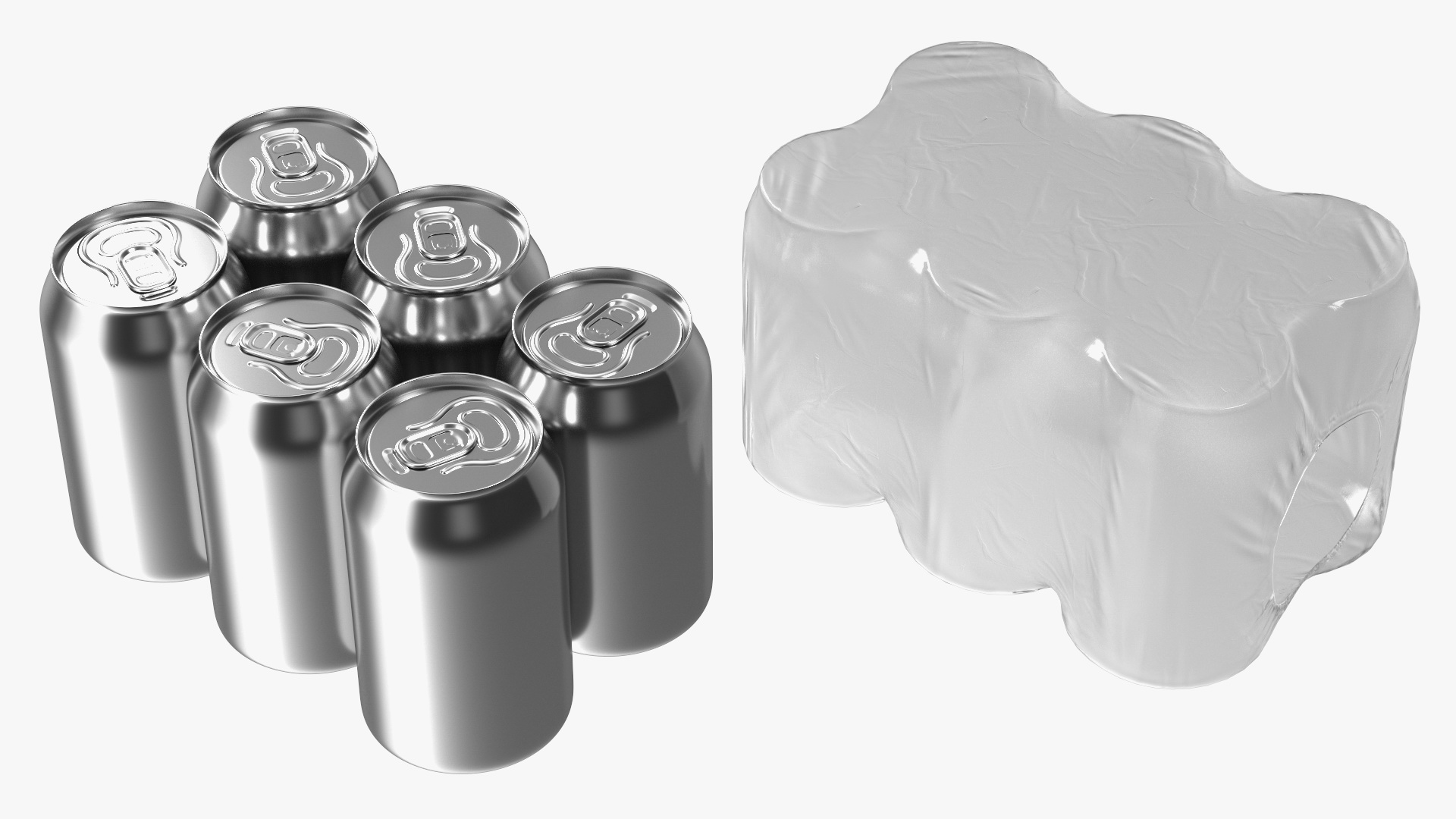 3D model 330ml 6psc Beverage Can Transparent Pack