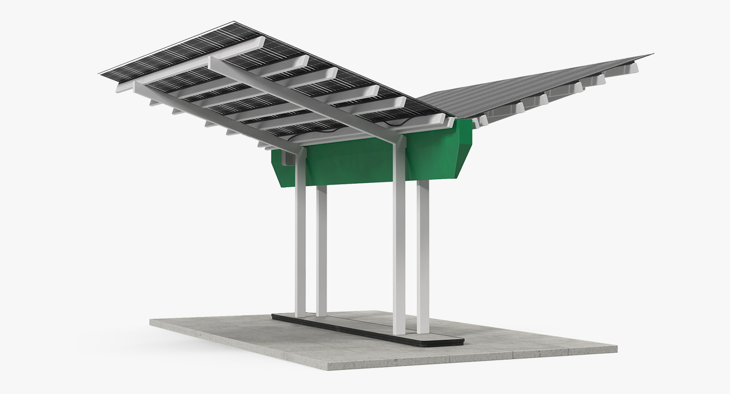 3D Solar Panel Charging Station model