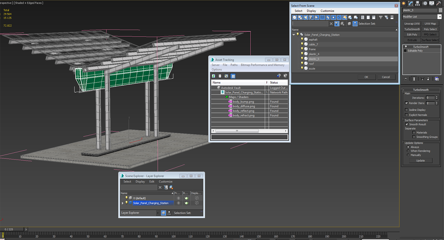 3D Solar Panel Charging Station model