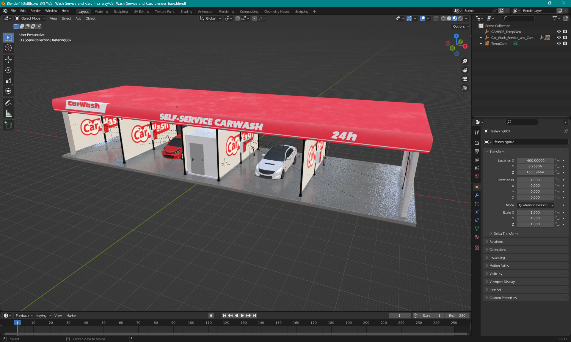 3D model Car Wash Service and Cars