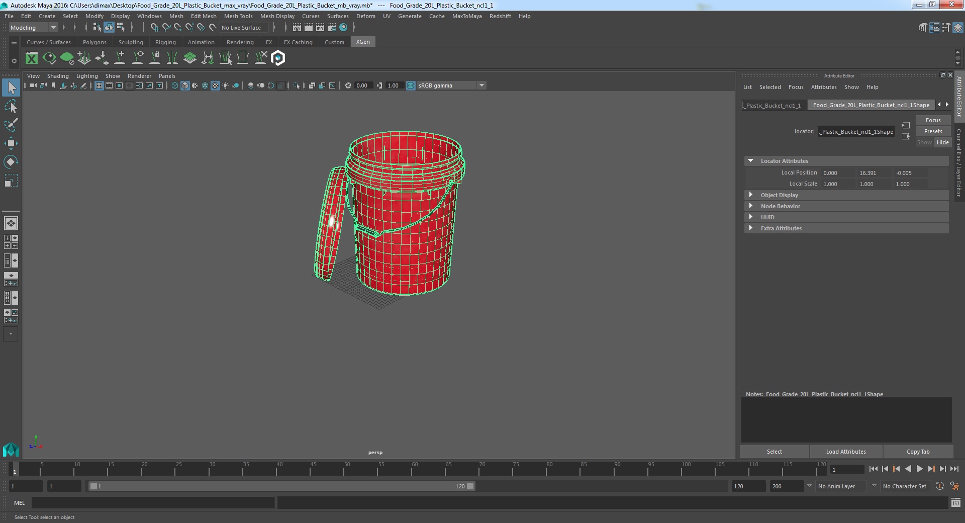 Food Grade 20L Plastic Bucket 3D model