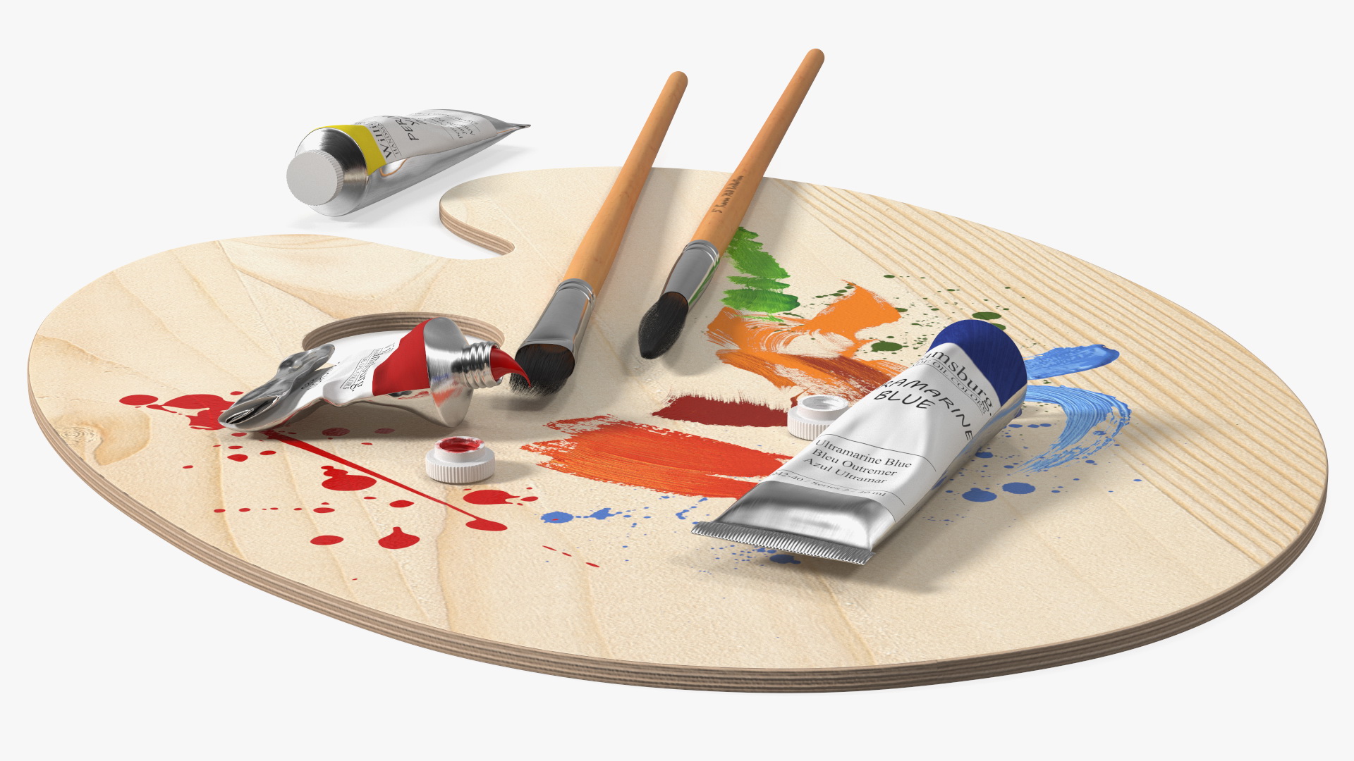 3D Paint Palette With Williamsburg Oil Paint