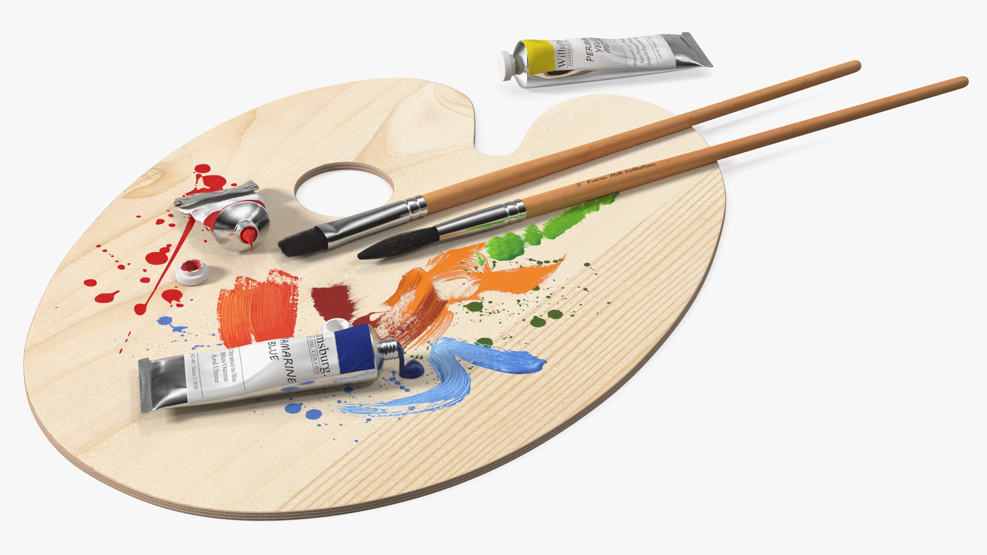 3D Paint Palette With Williamsburg Oil Paint