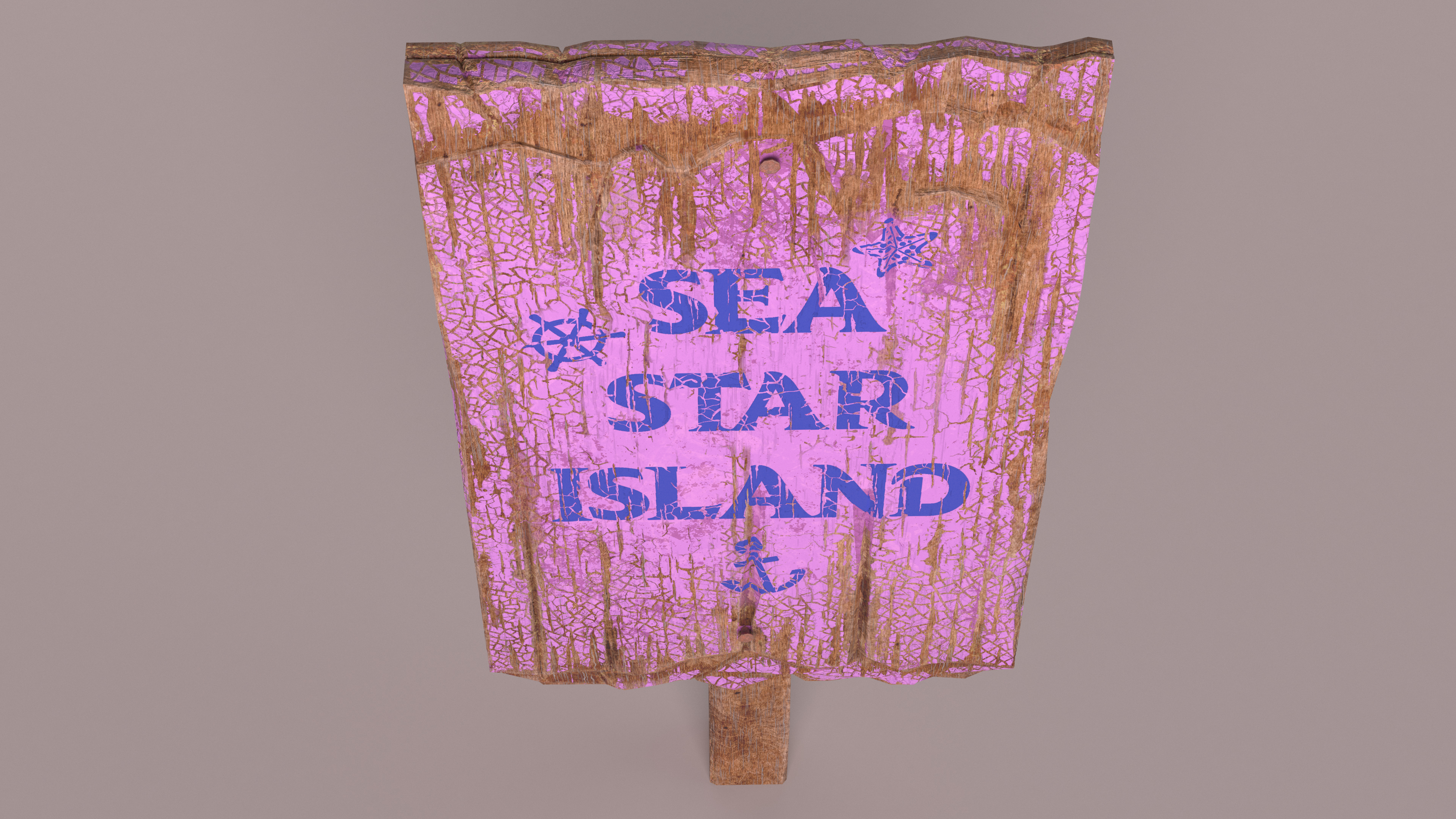 Aged Wooden Road Sign Board Mockup 3D model