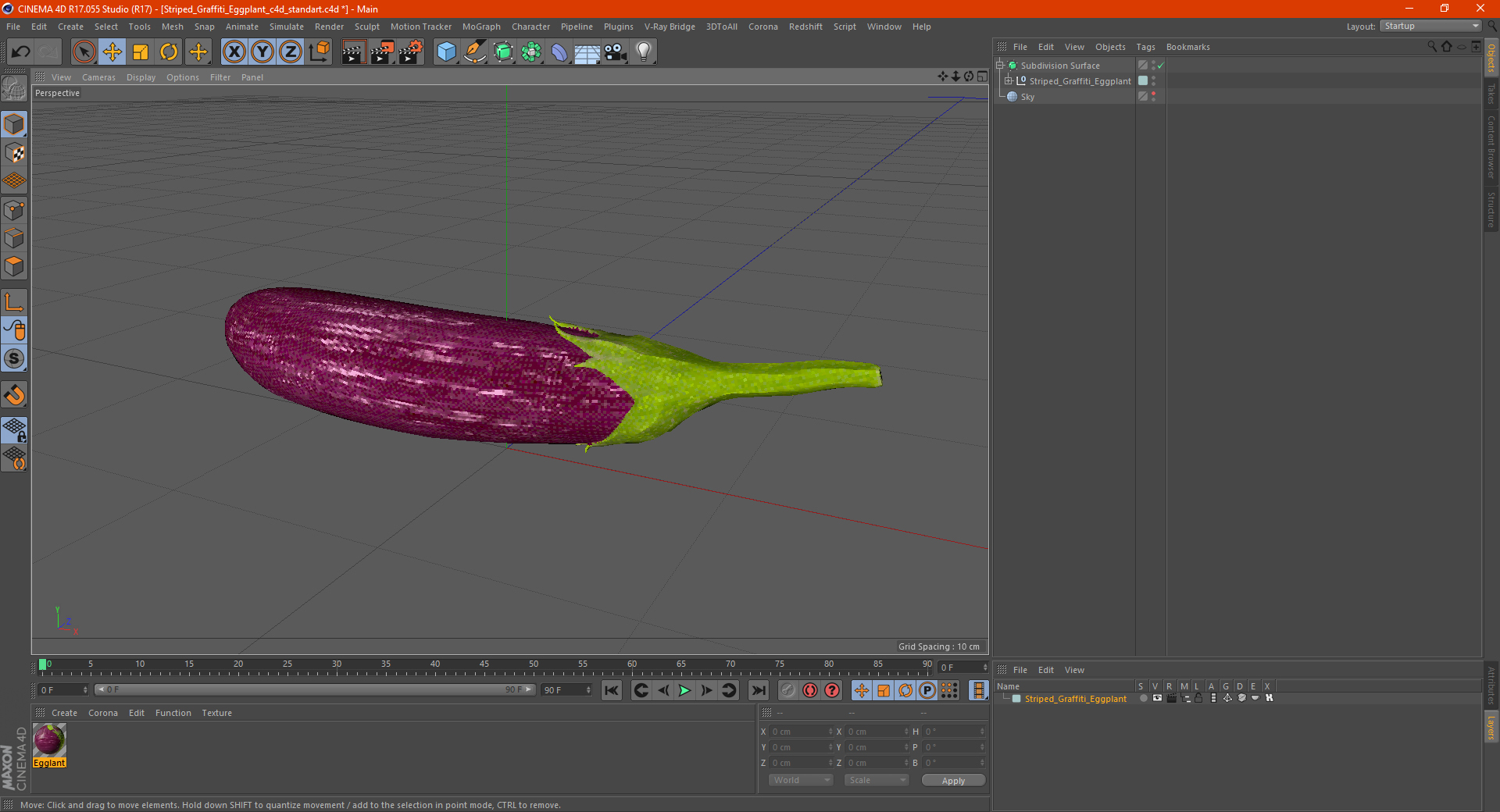 3D model Striped Graffiti Eggplant