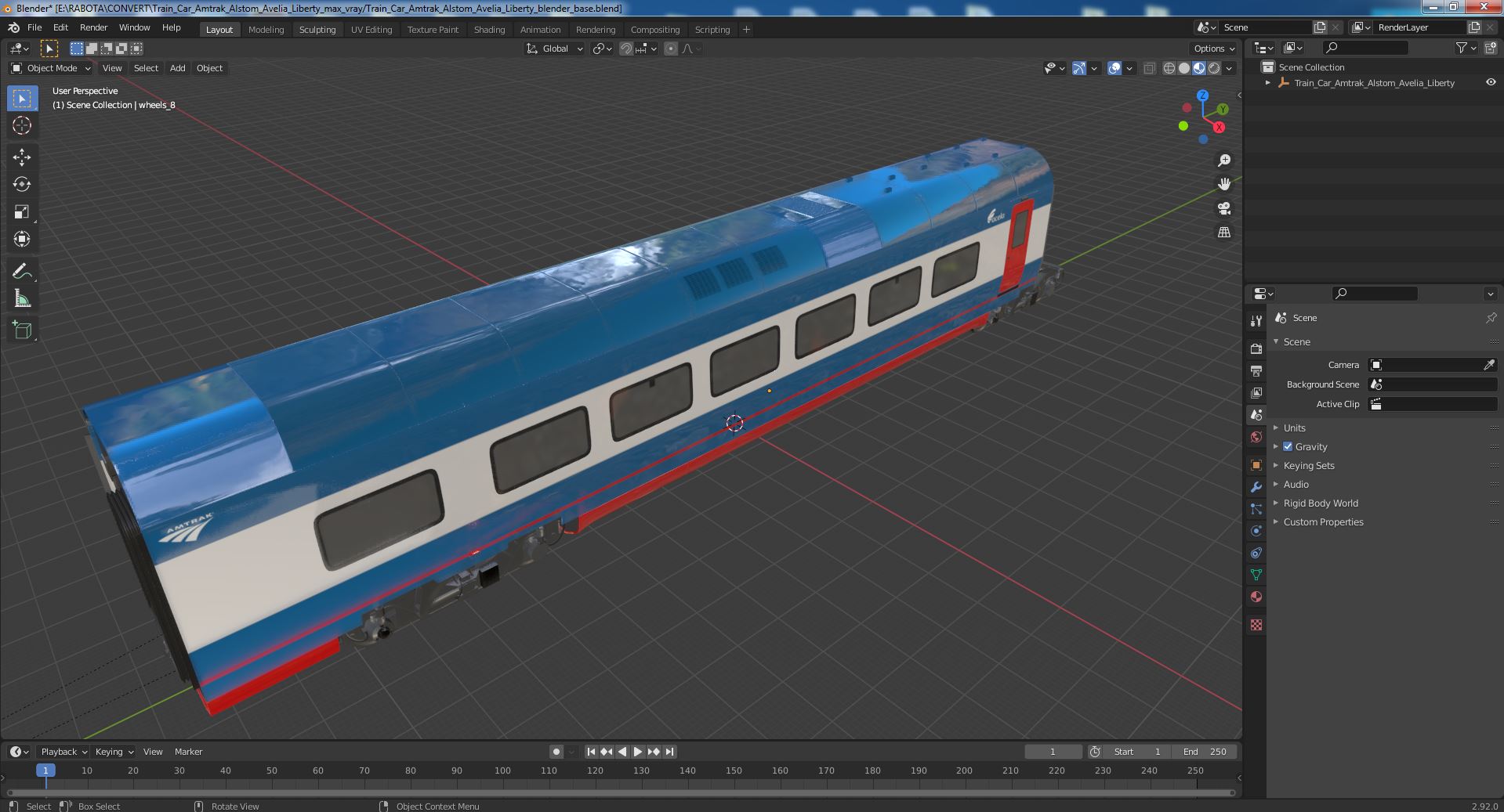 3D Train Car Amtrak Alstom Avelia Liberty model