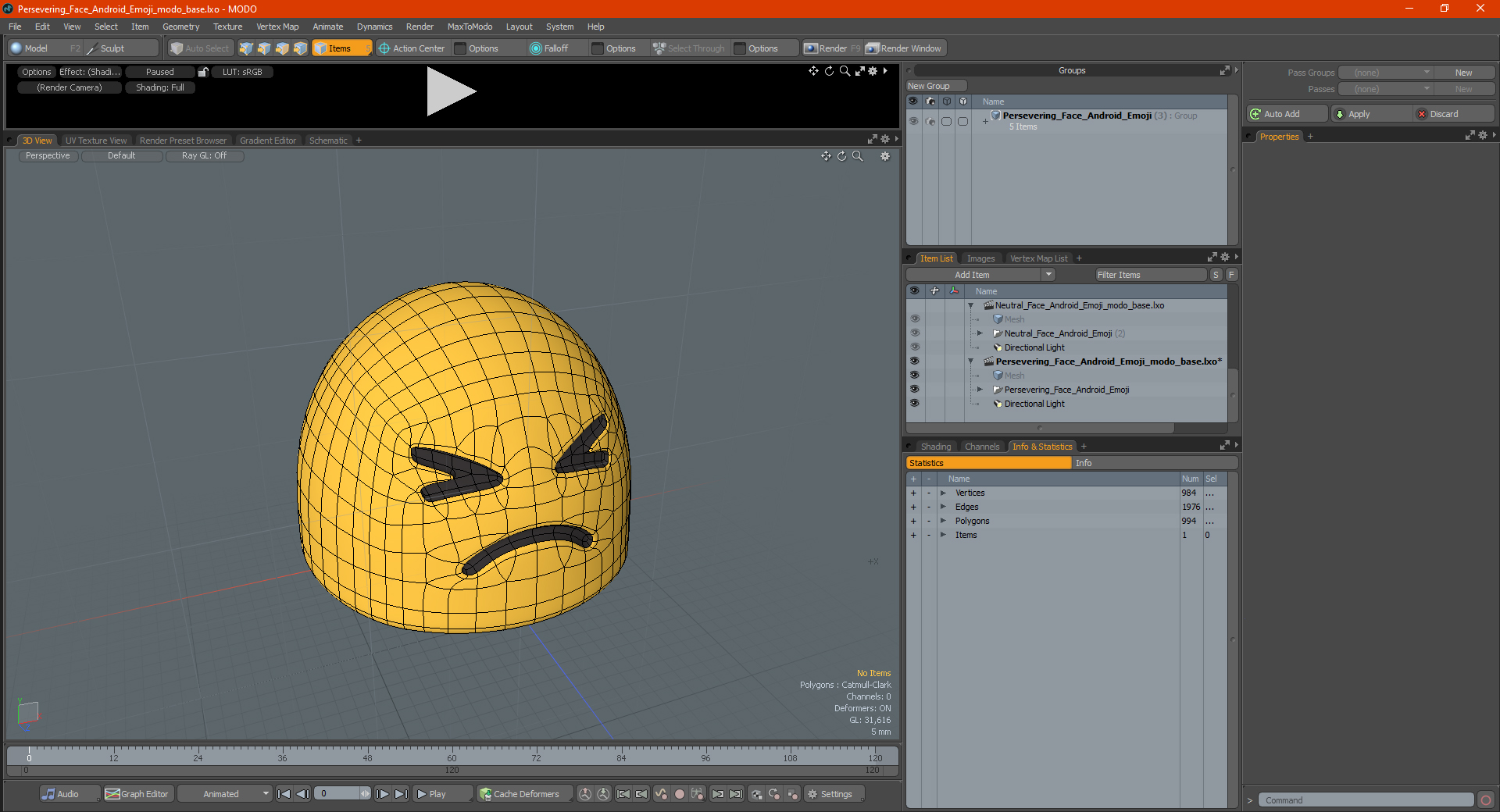 3D model Persevering Face Android Emoji