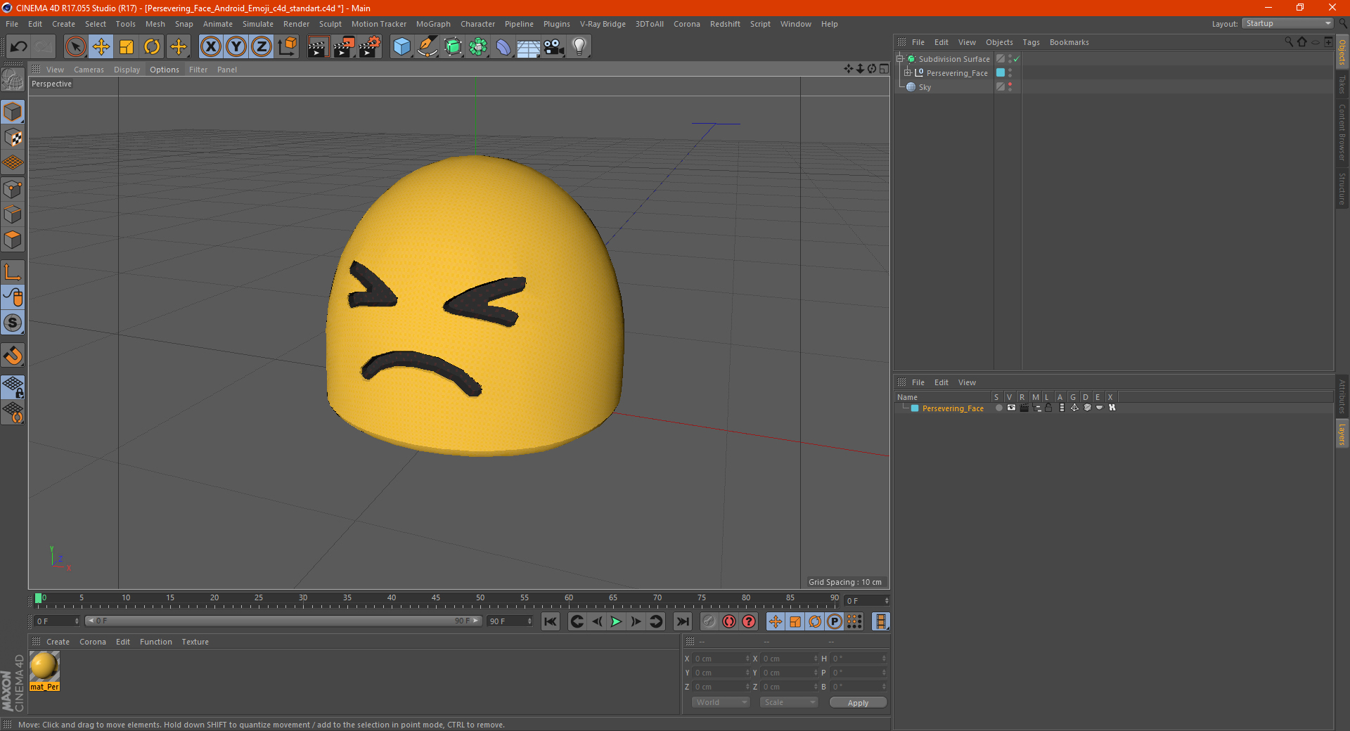 3D model Persevering Face Android Emoji