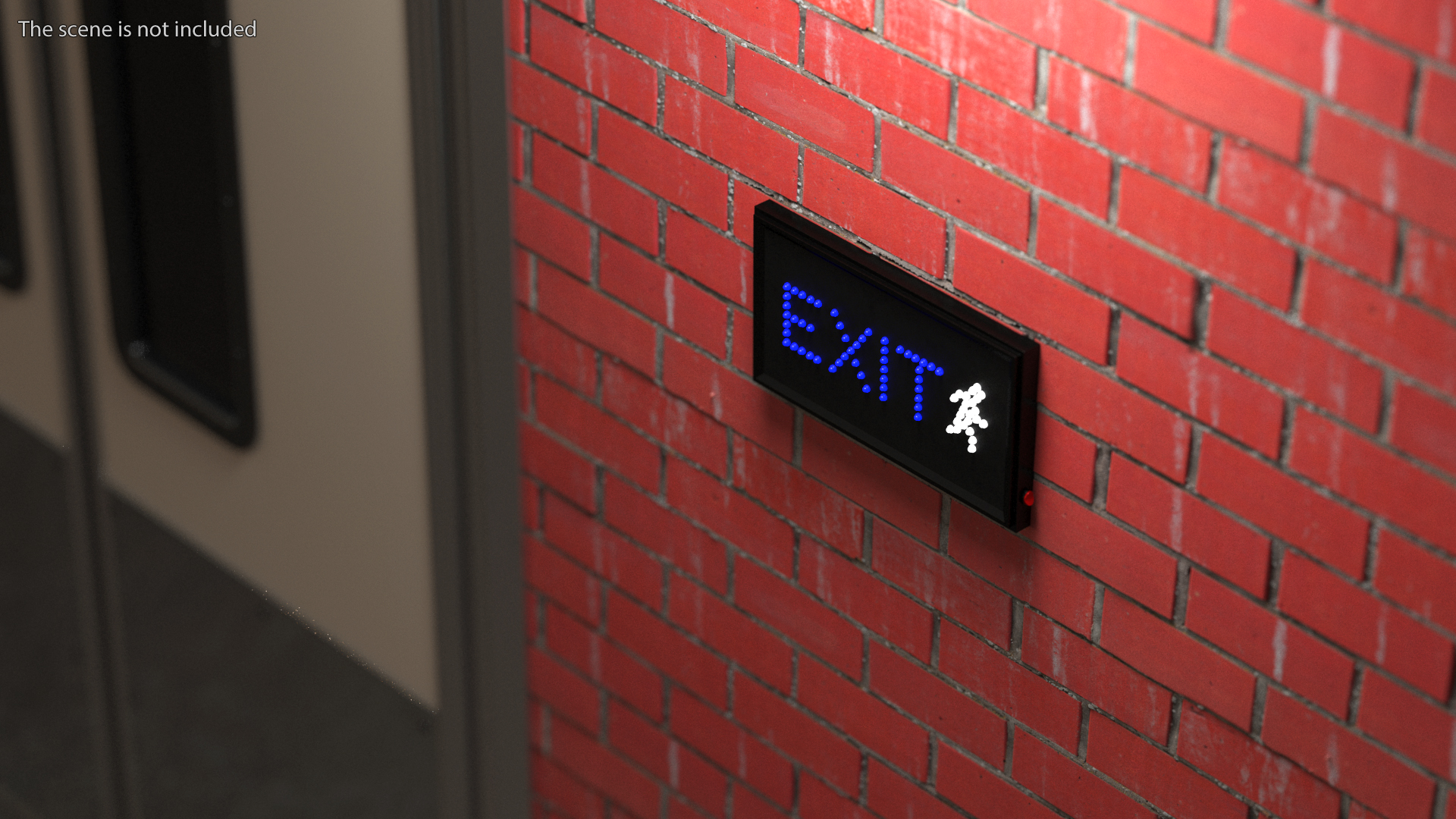 Blue LED Light Exit Sign ON 3D