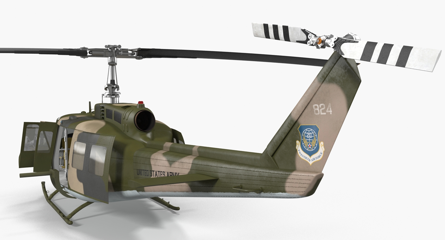 3D model Bell UH 1 Iroquois Camo Rigged