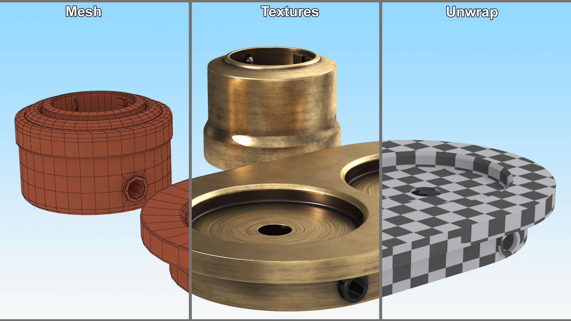 Retro Brass Sockets 3D model