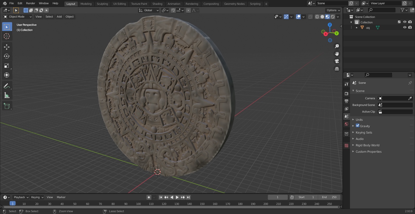 3D model Maya Calendar Metall