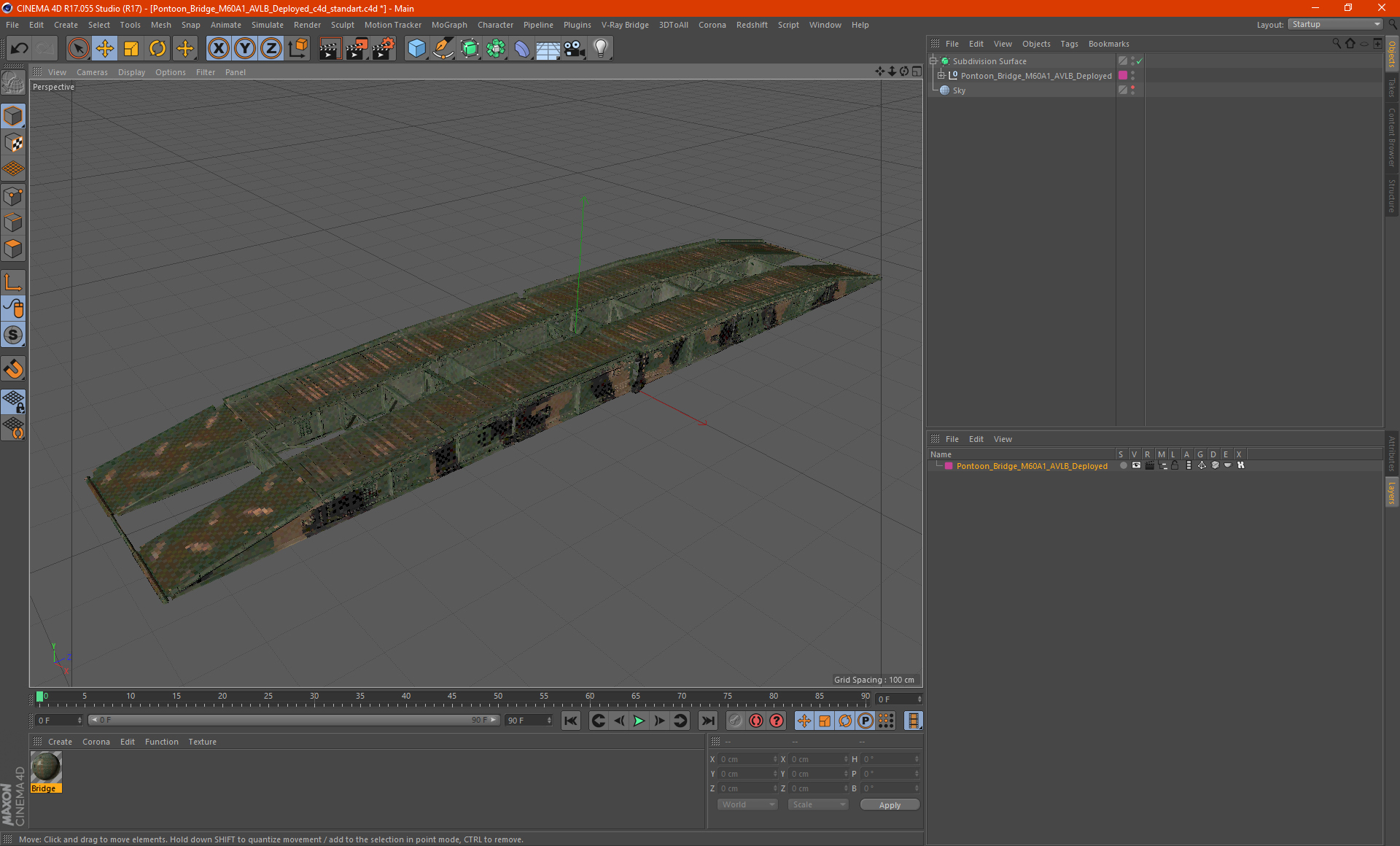 Pontoon Bridge M60A1 AVLB Deployed 3D model