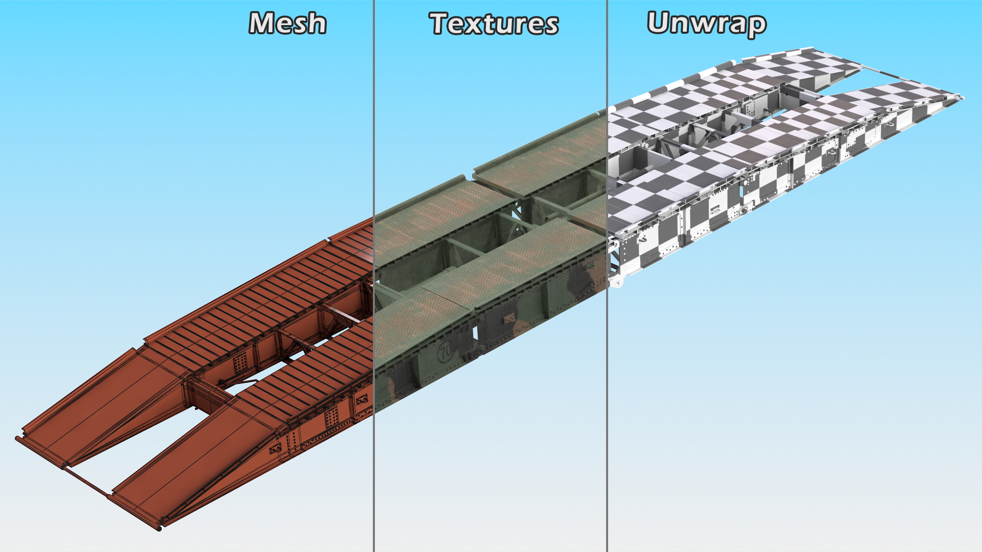 Pontoon Bridge M60A1 AVLB Deployed 3D model