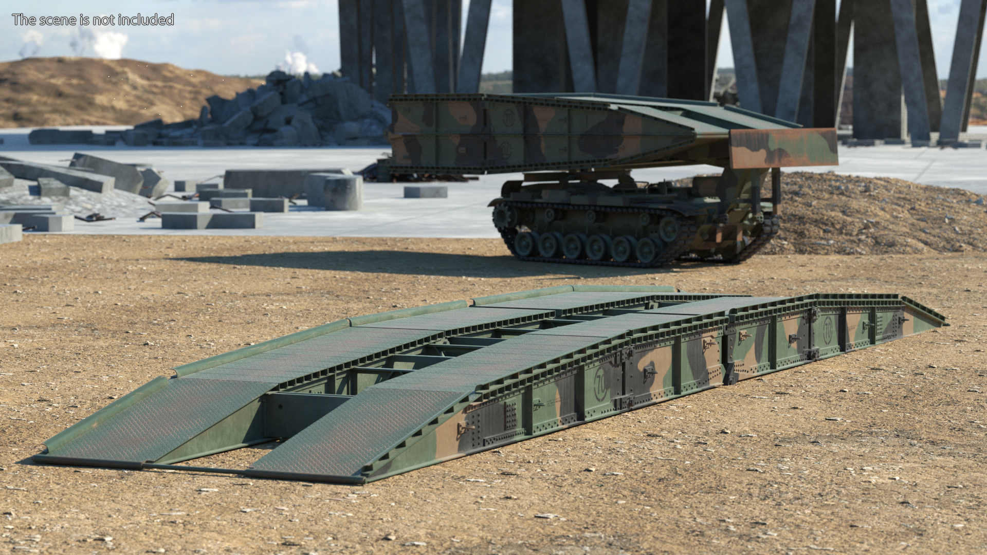 Pontoon Bridge M60A1 AVLB Deployed 3D model