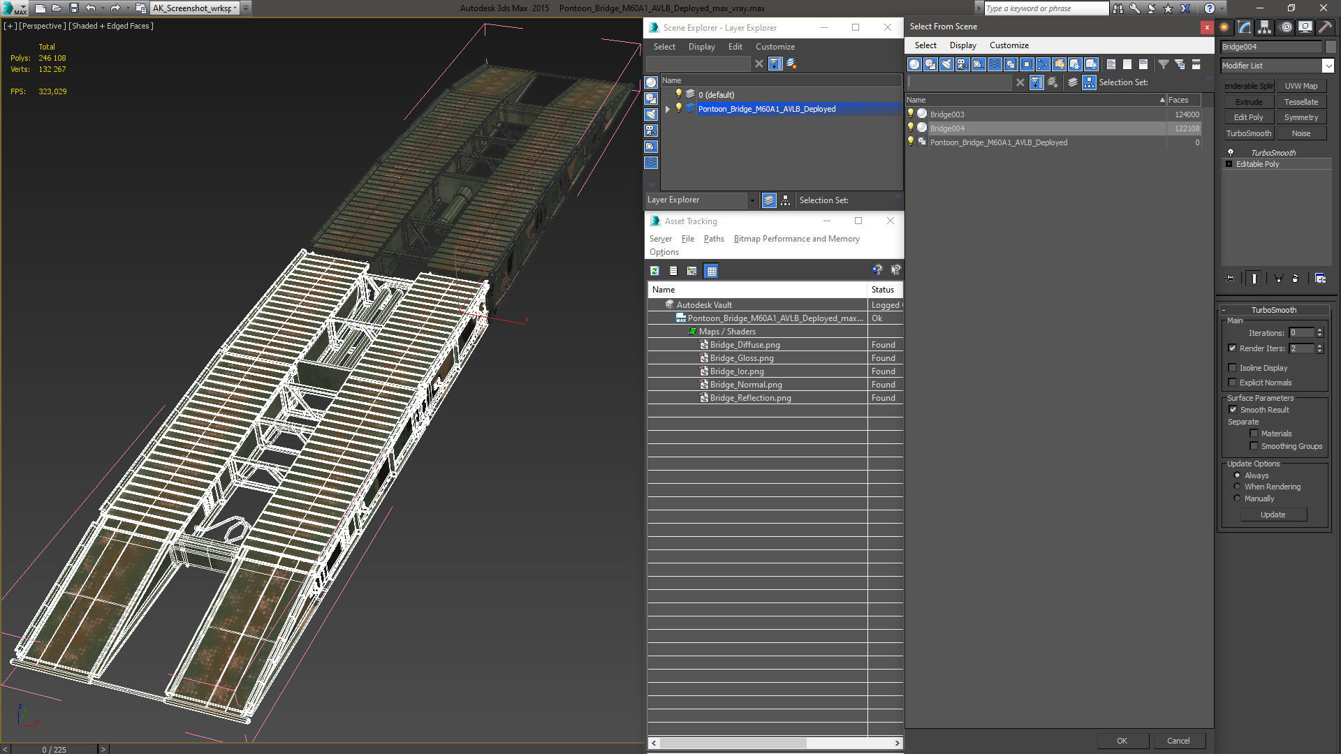 Pontoon Bridge M60A1 AVLB Deployed 3D model