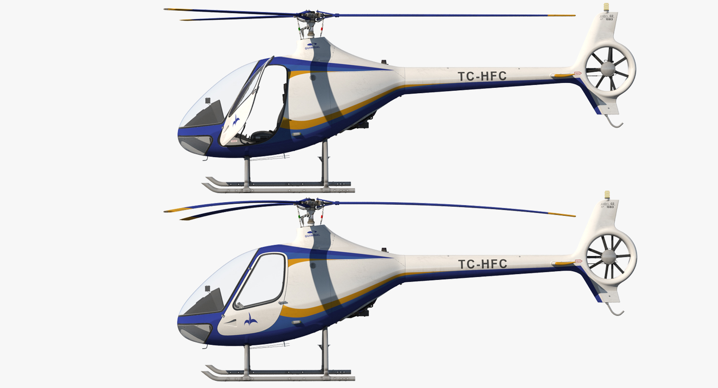 3D Training Helicopter Guimbal Cabri G2 Rigged model