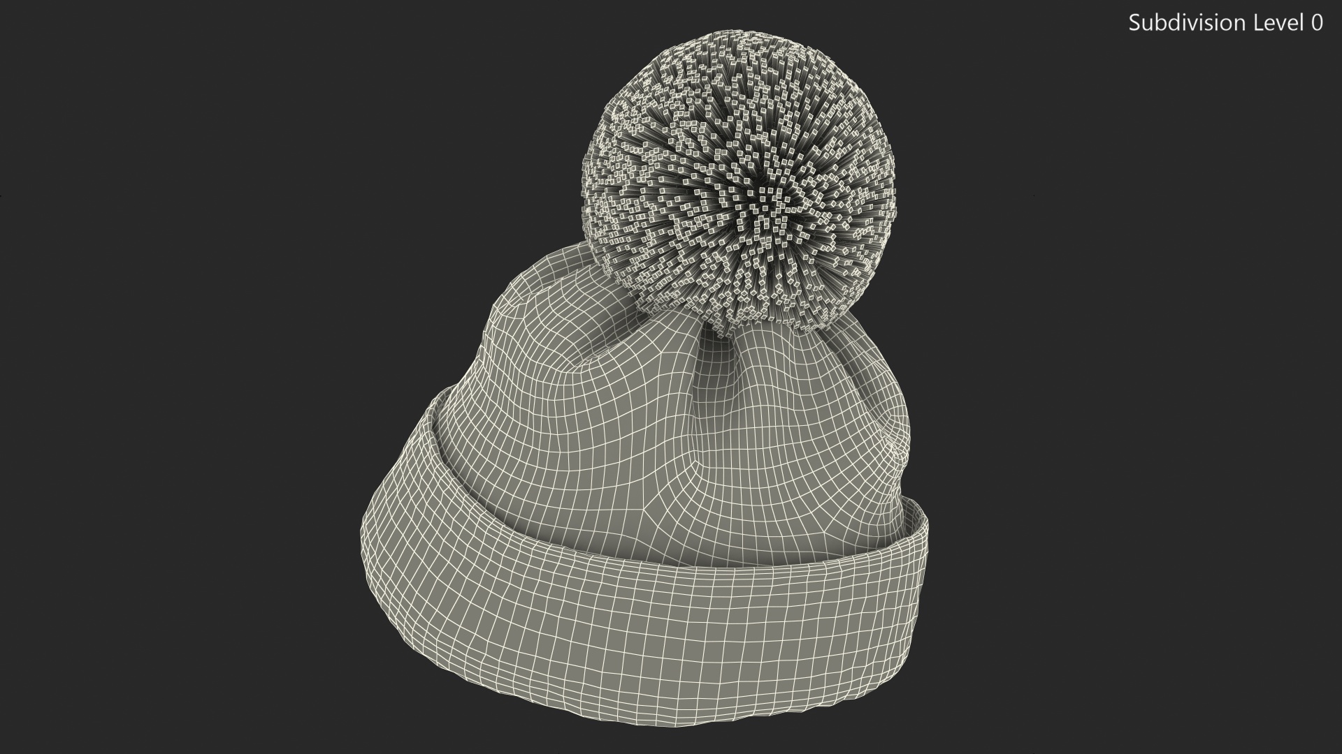 3D Winter Hat With Pompom White model