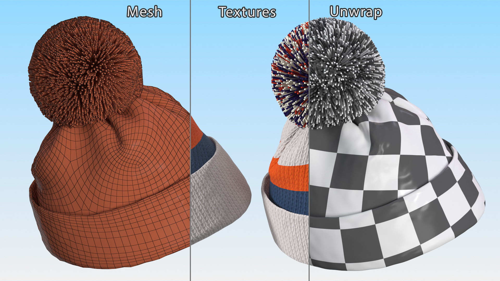 3D Winter Hat With Pompom White model