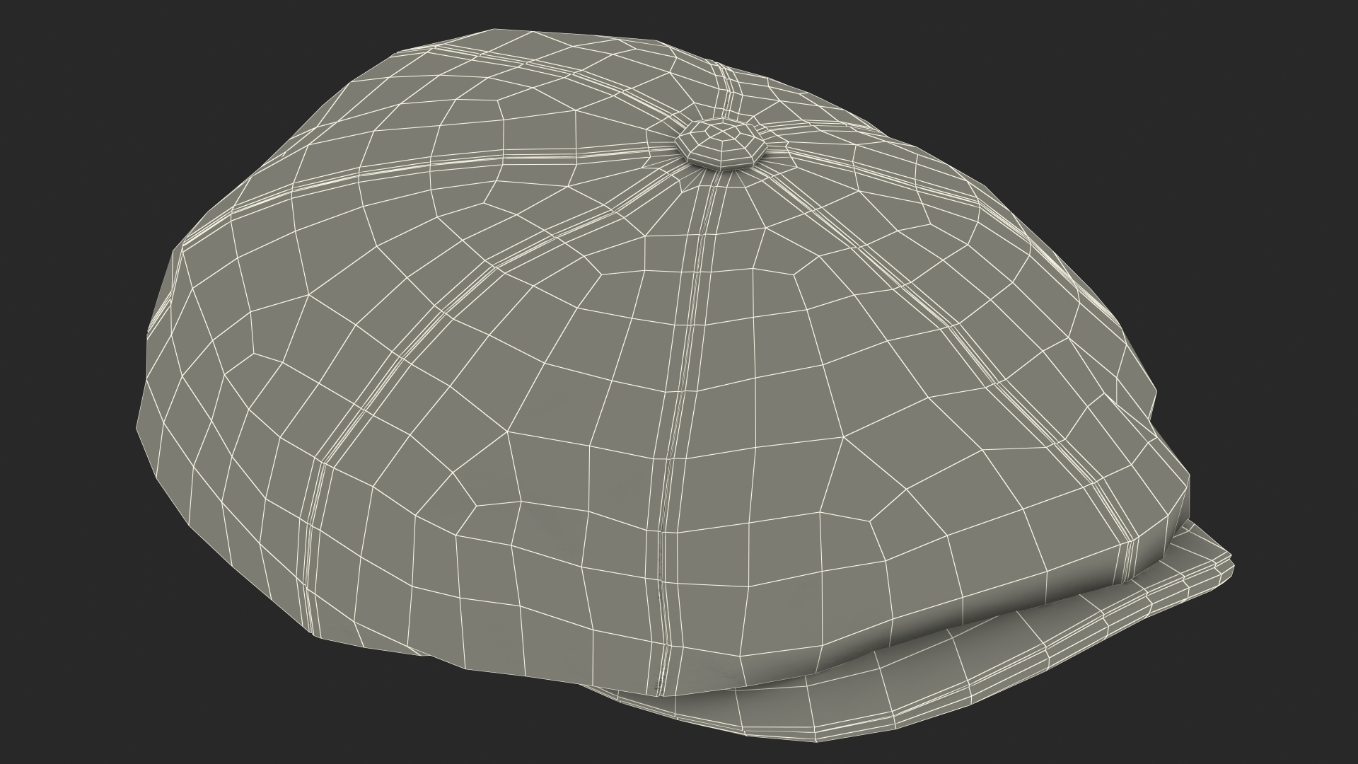 3D Wool Flat Cap Grey model