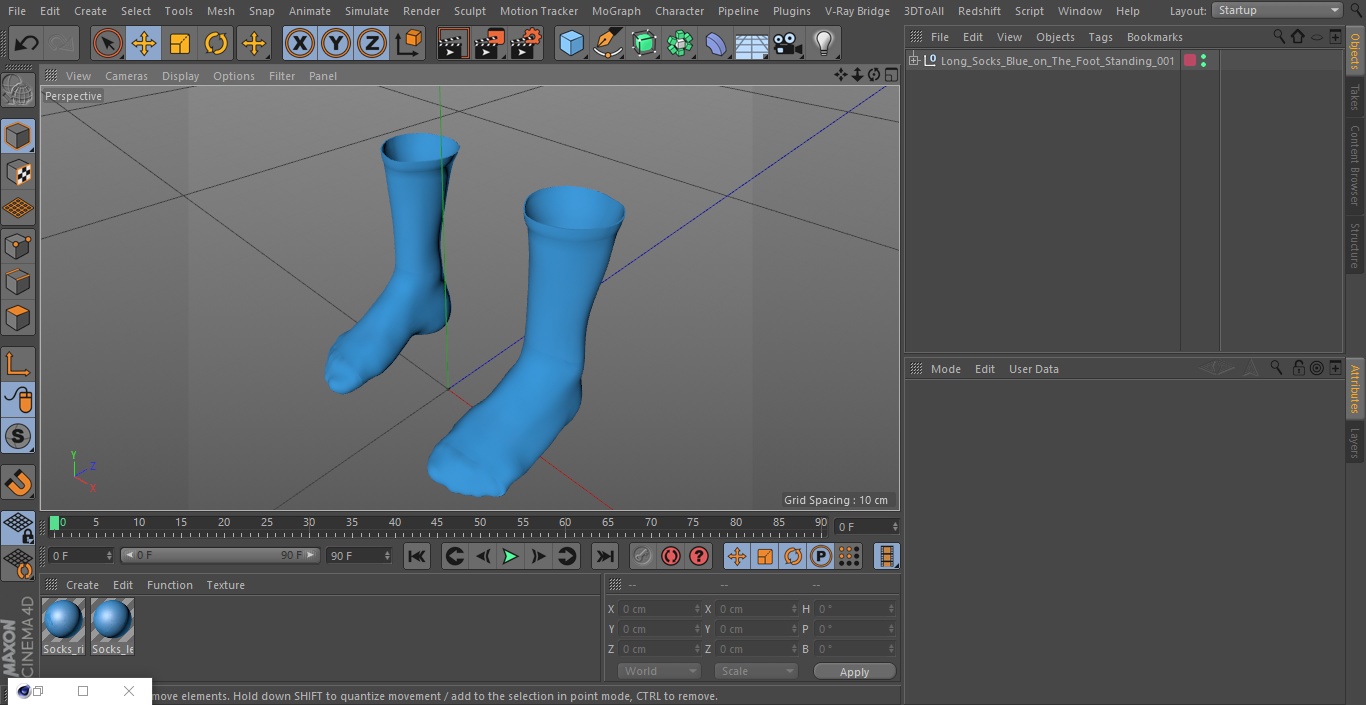 3D Long Socks Blue on The Foot Standing