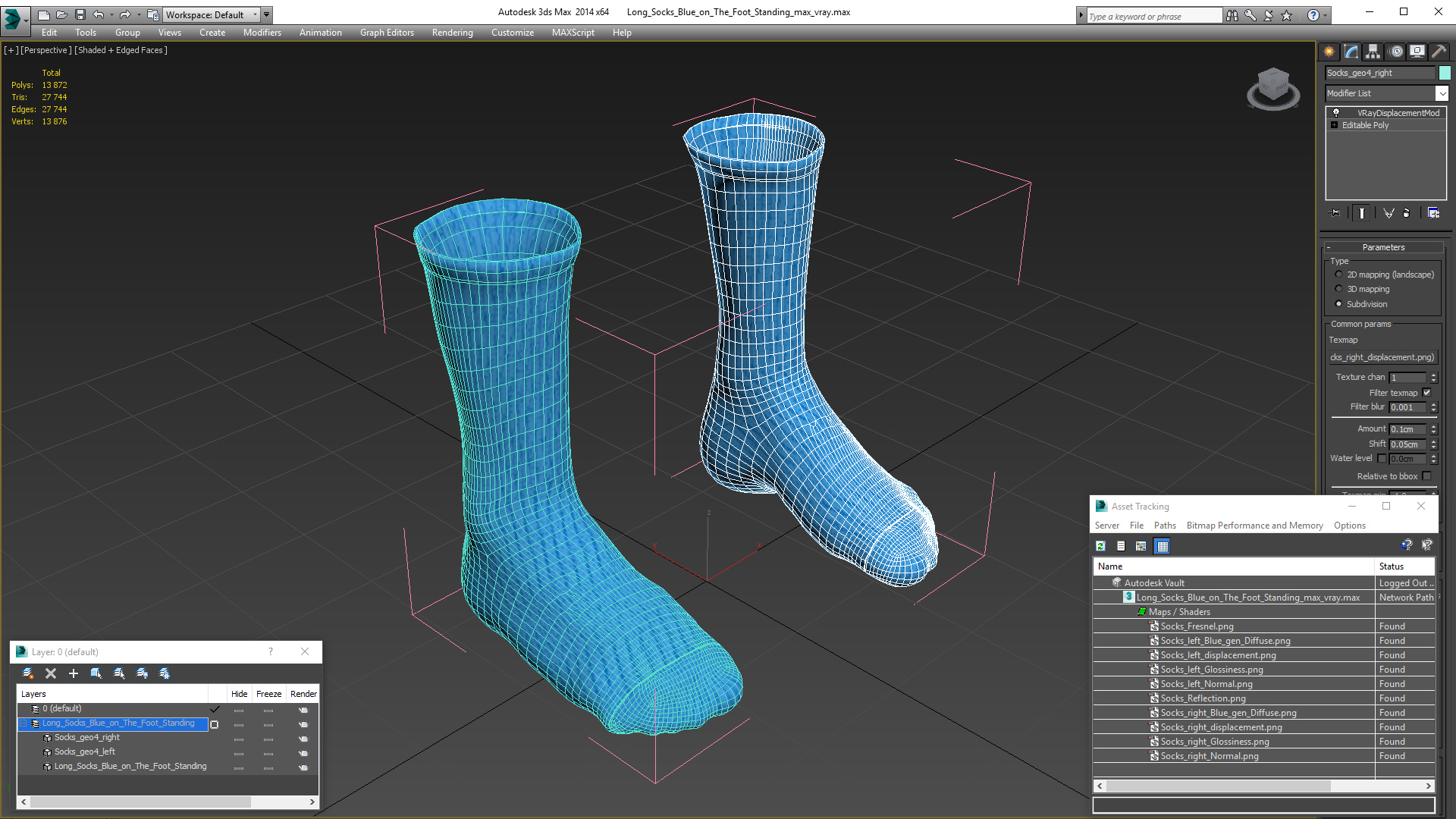 3D Long Socks Blue on The Foot Standing