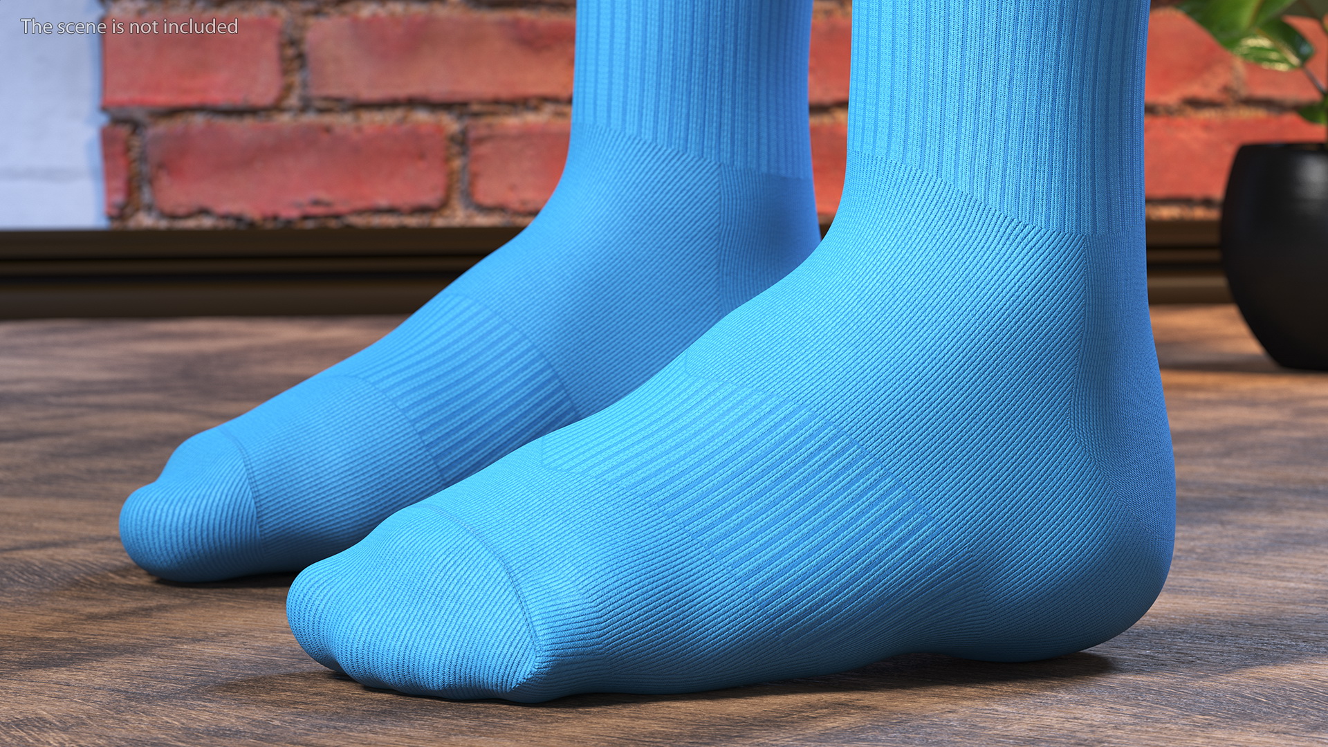 3D Long Socks Blue on The Foot Standing