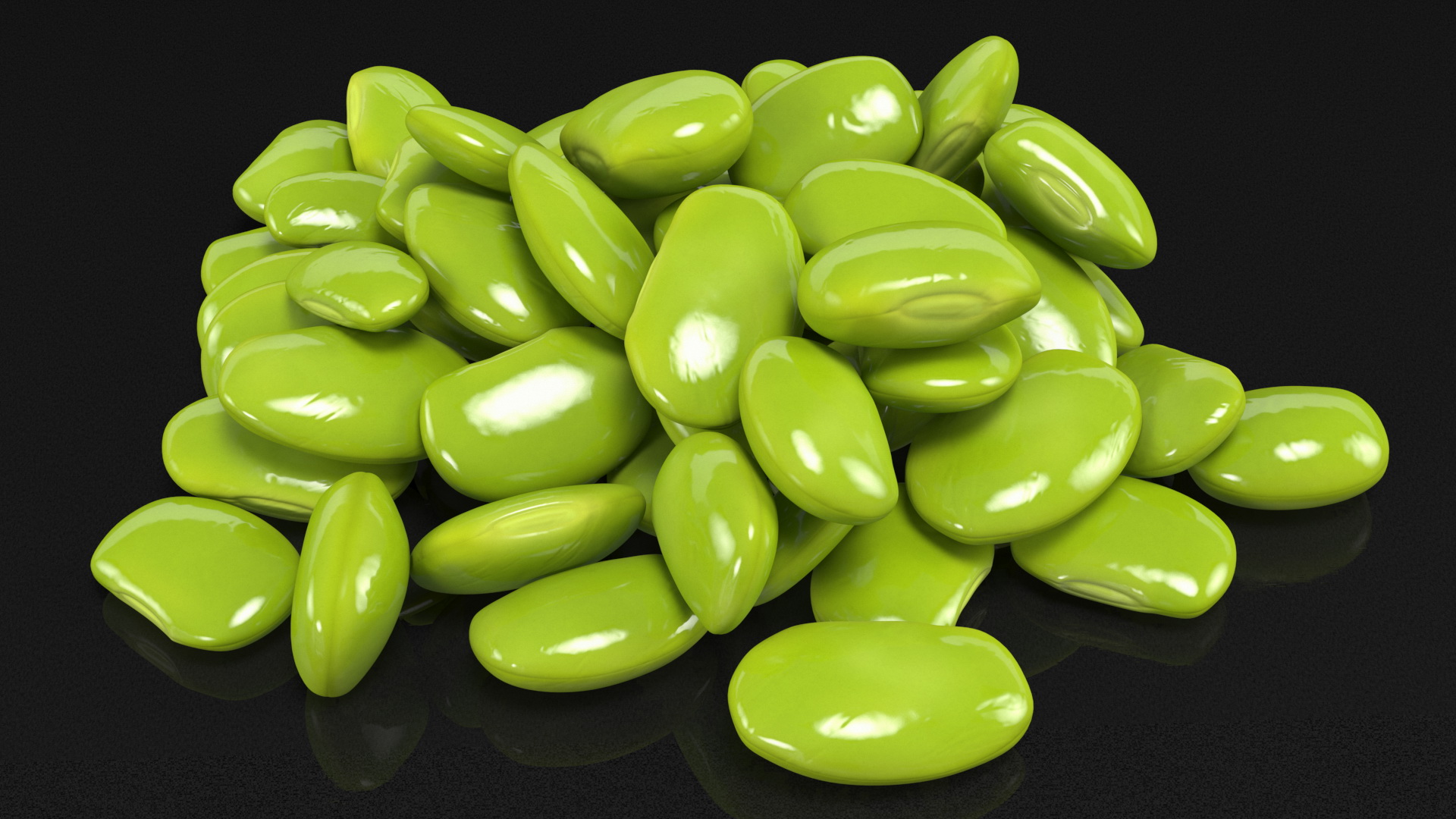 3D Bunch of Pile Green Soybeans model