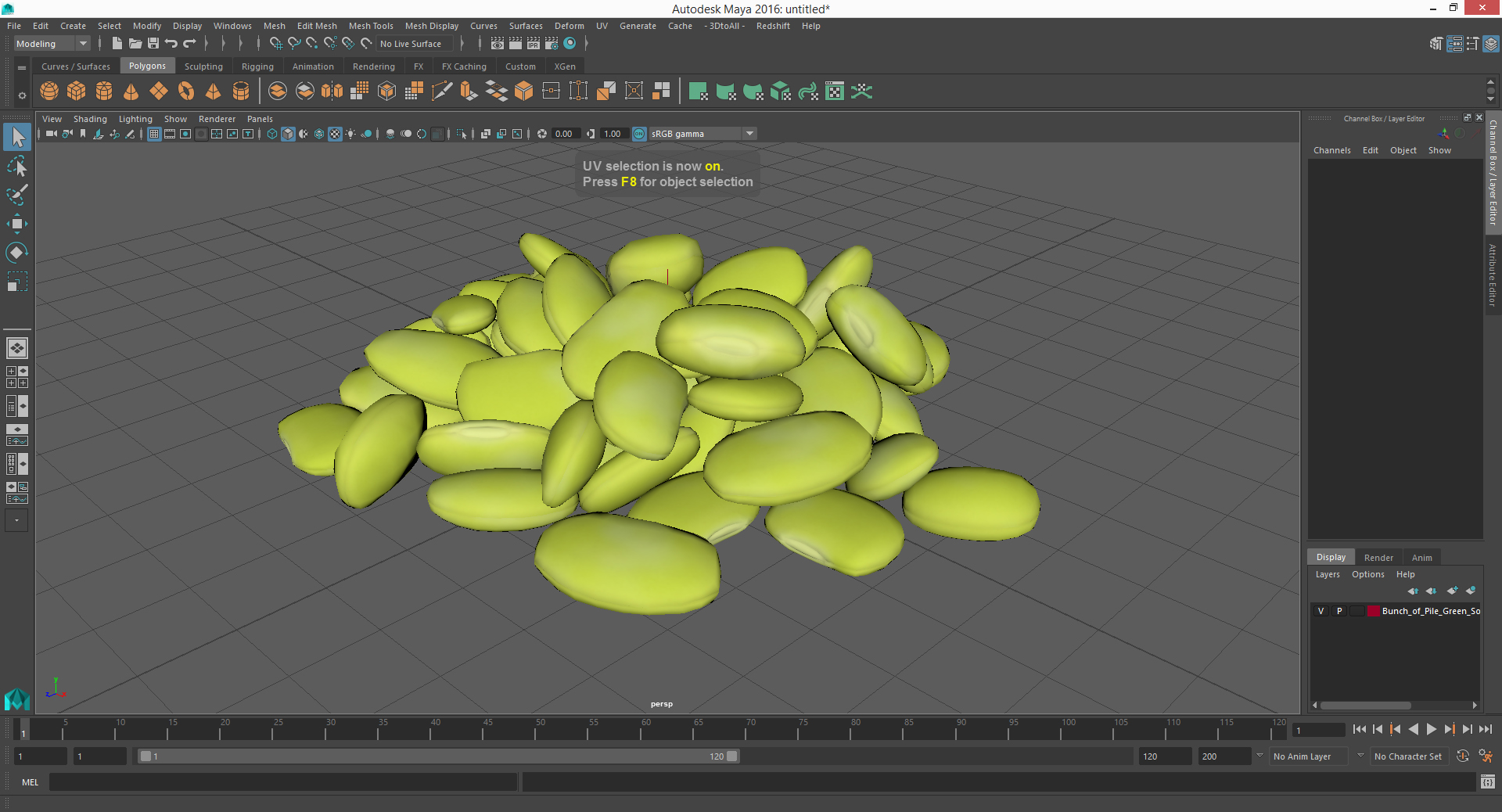 3D Bunch of Pile Green Soybeans model