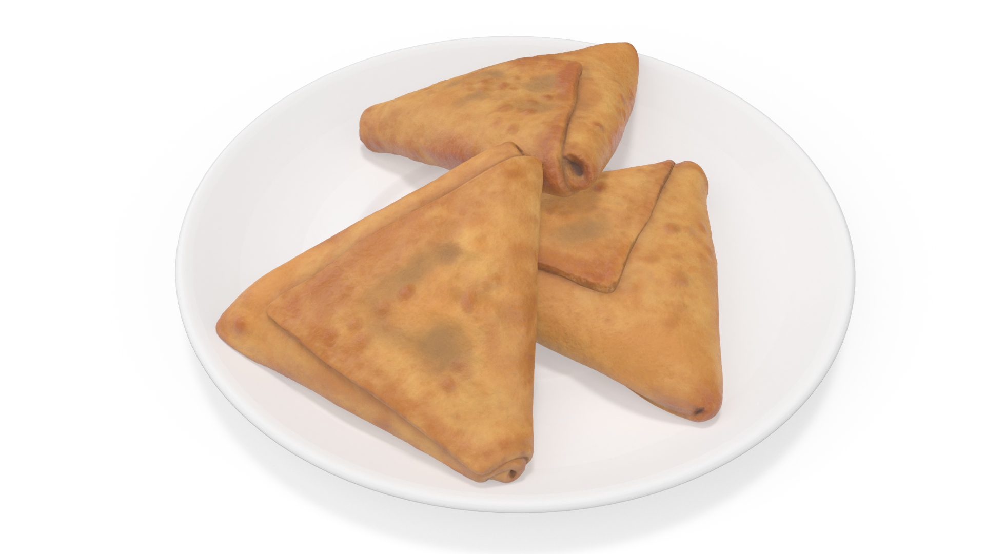 3D Samosa on White Plate