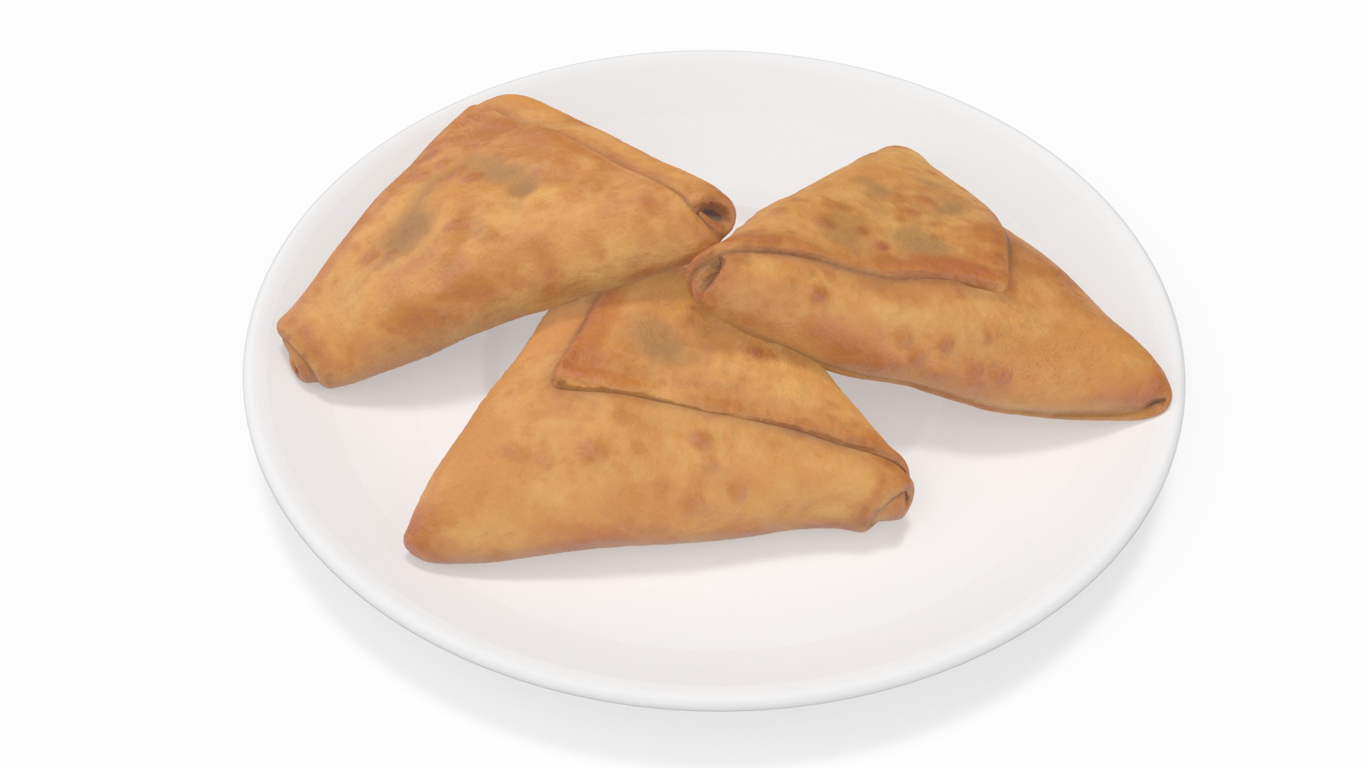 3D Samosa on White Plate