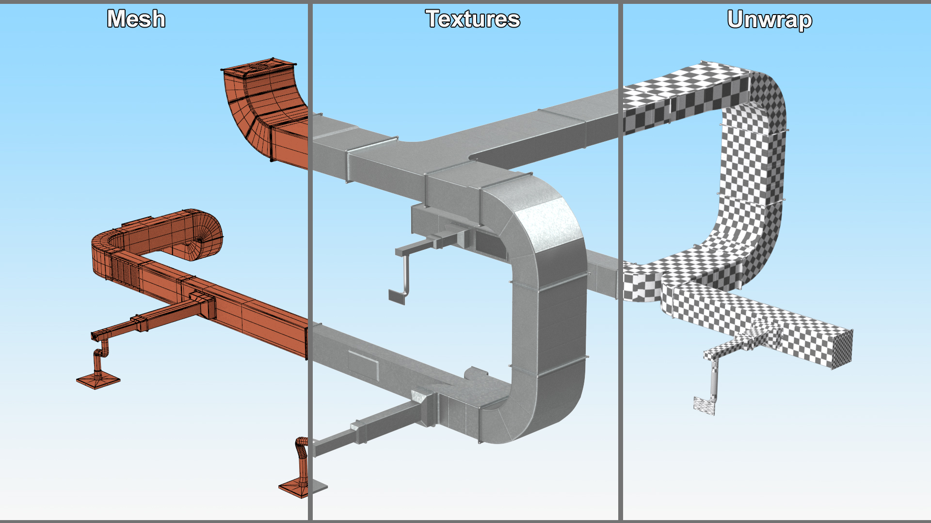 3D Industrial Metal Air Conditioning Ducting