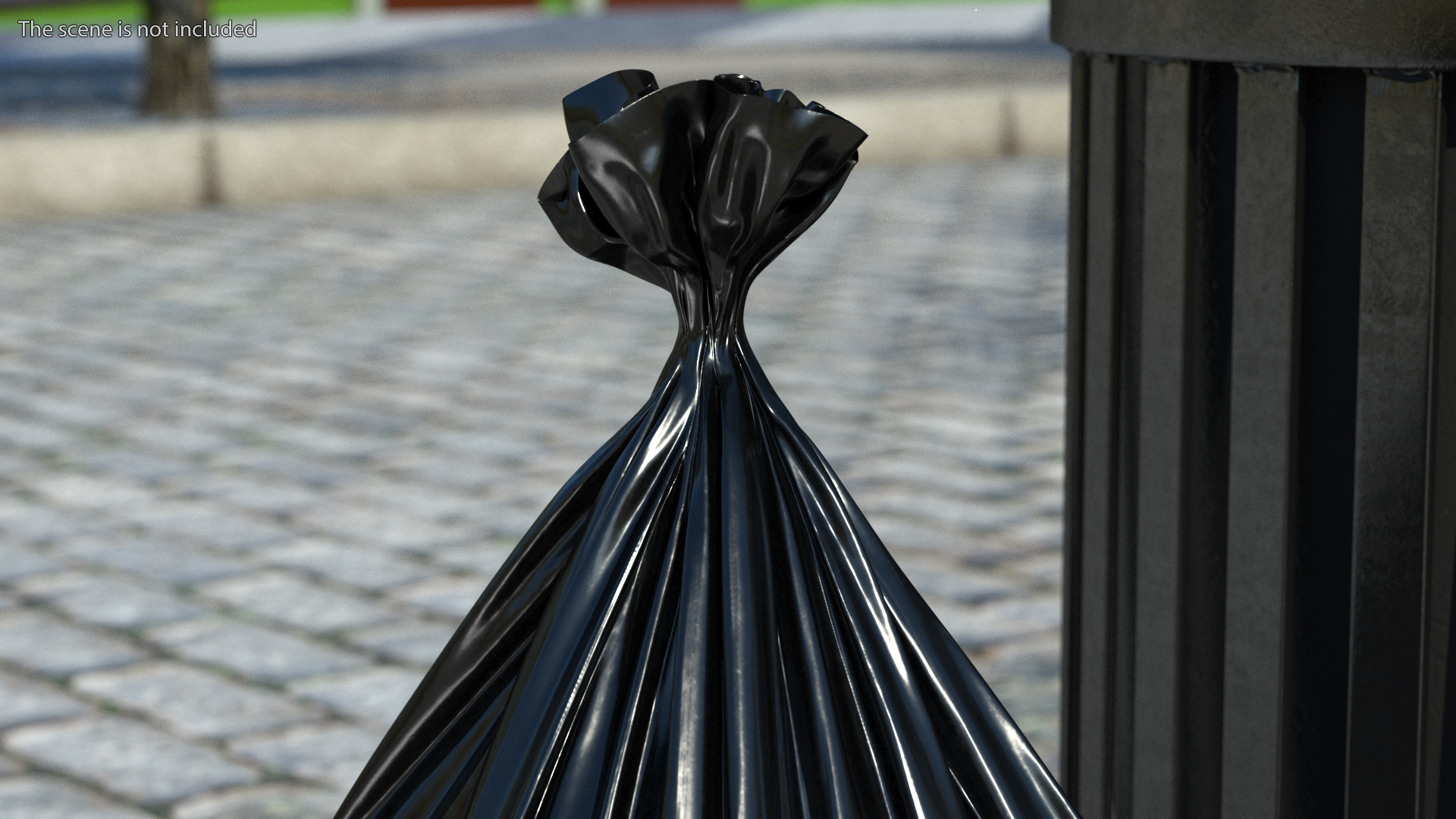 Black Trash Bag Closed 3D