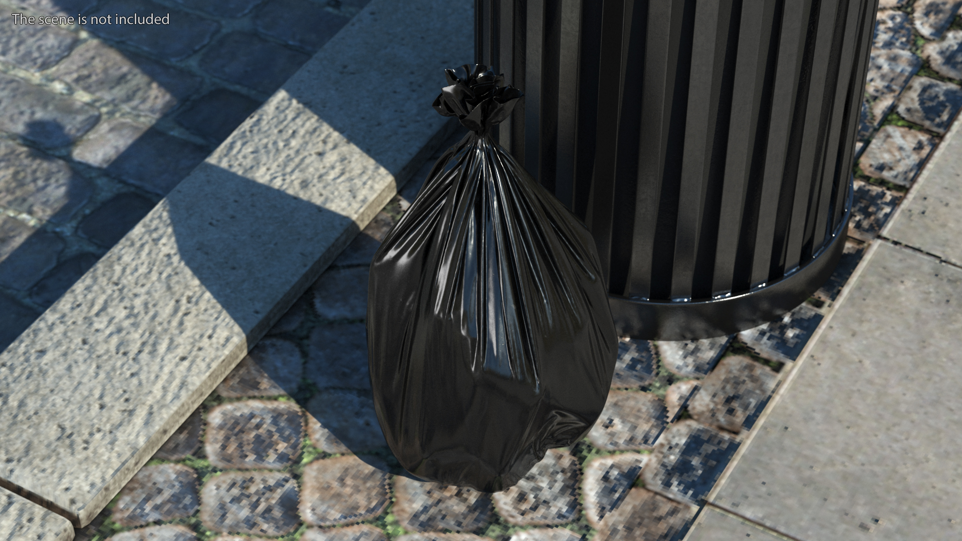 Black Trash Bag Closed 3D