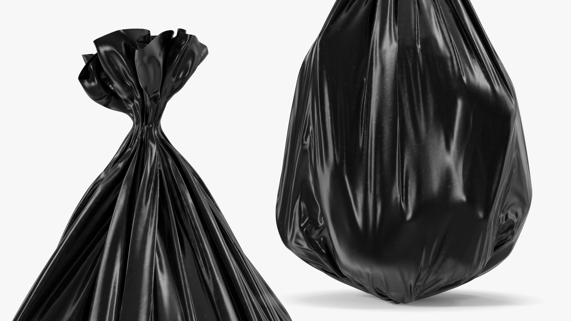 Black Trash Bag Closed 3D