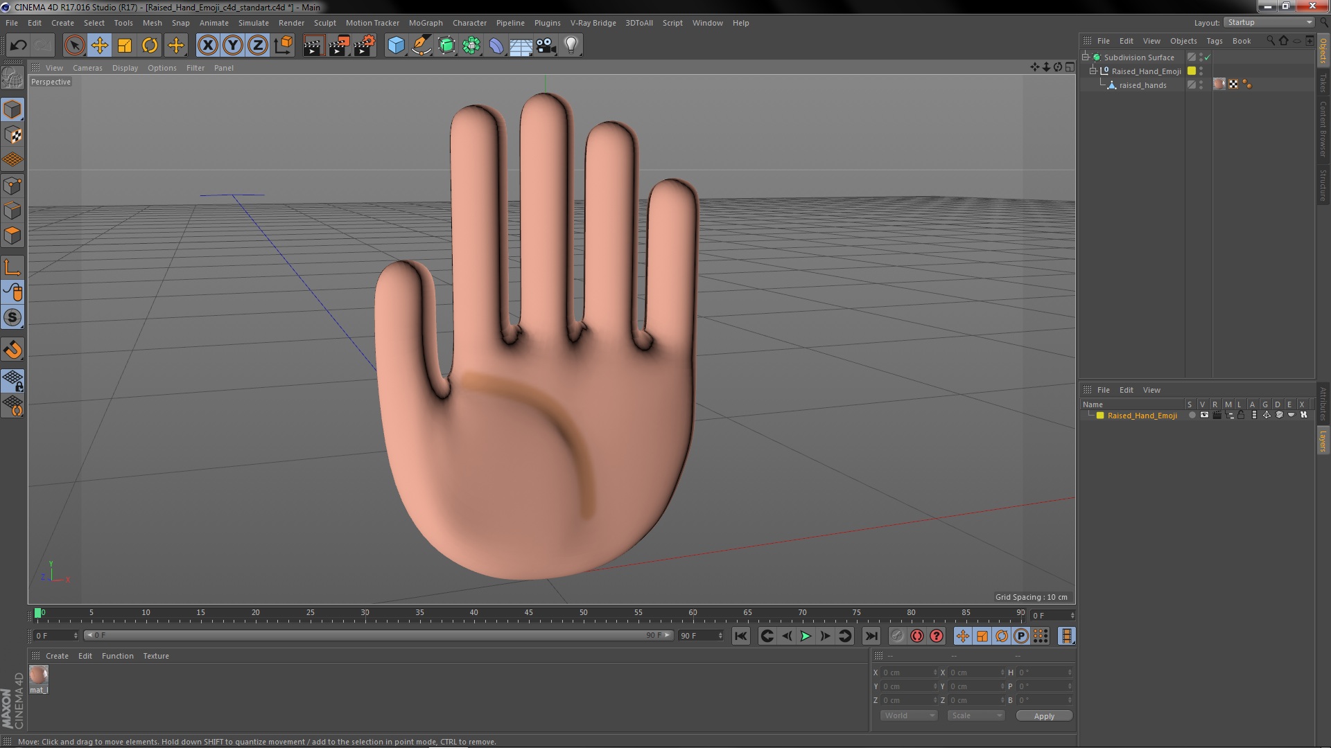 Raised Hand Emoji 3D